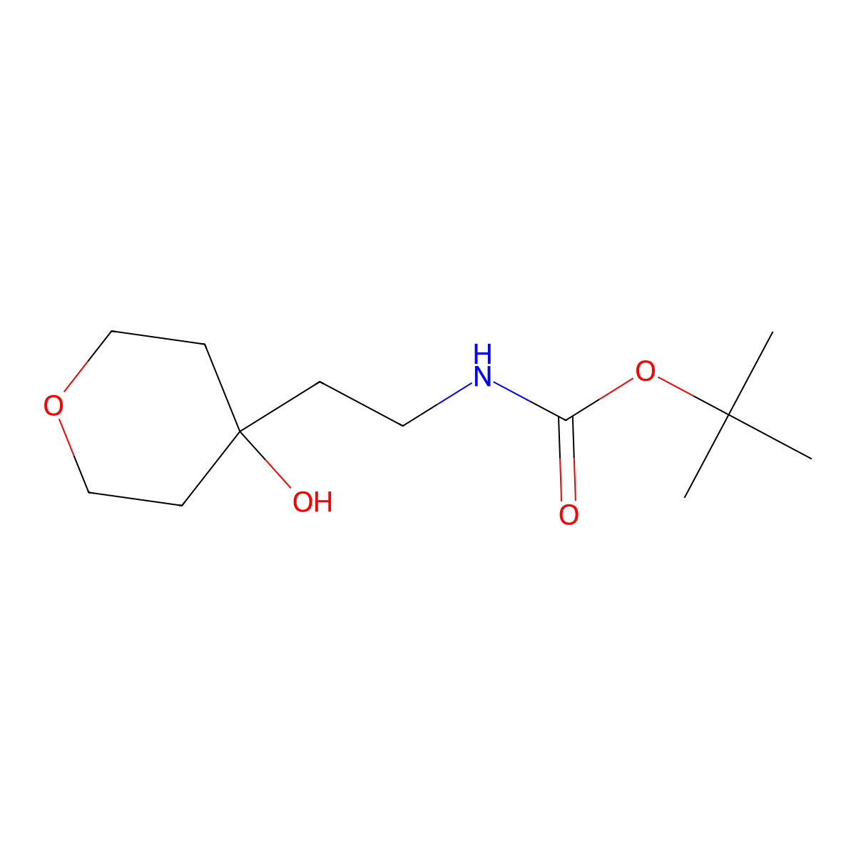 tert-butyl N-[2-(4-hydroxyoxan-4-yl)ethyl]carbamate molecular structure, CAS 1781012-49-4