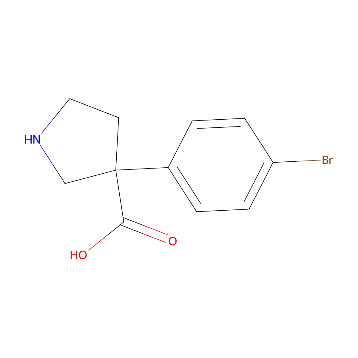 3-(4-Bromophenyl)pyrrolidine-3-carboxylic acid molecular structure, CAS 1781013-37-3