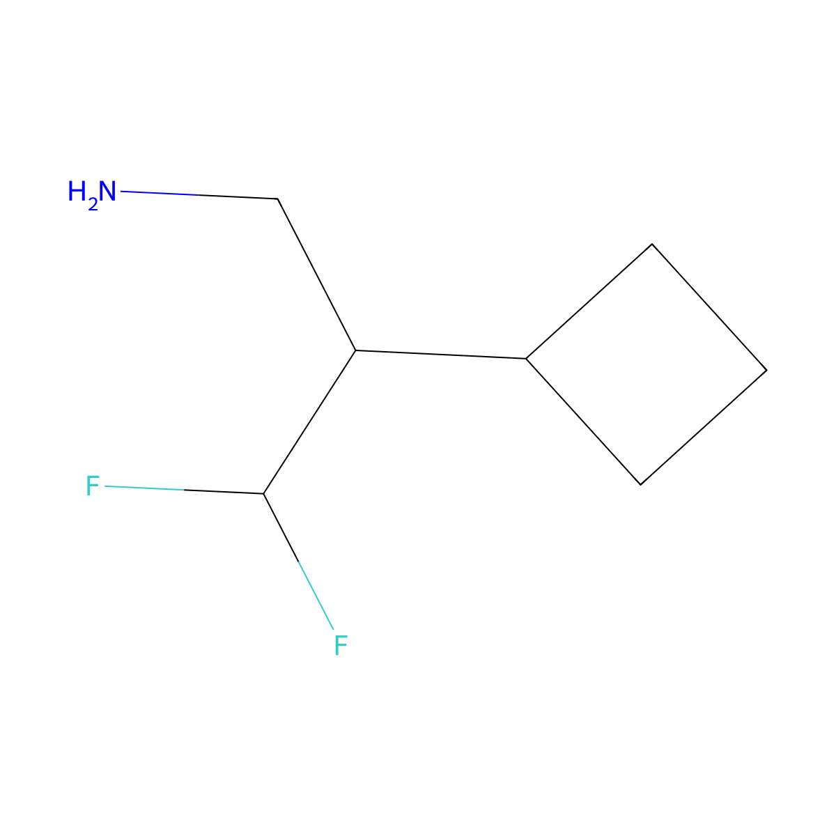 2-Cyclobutyl-3,3-difluoropropan-1-amine molecular structure, CAS 1781014-70-7
