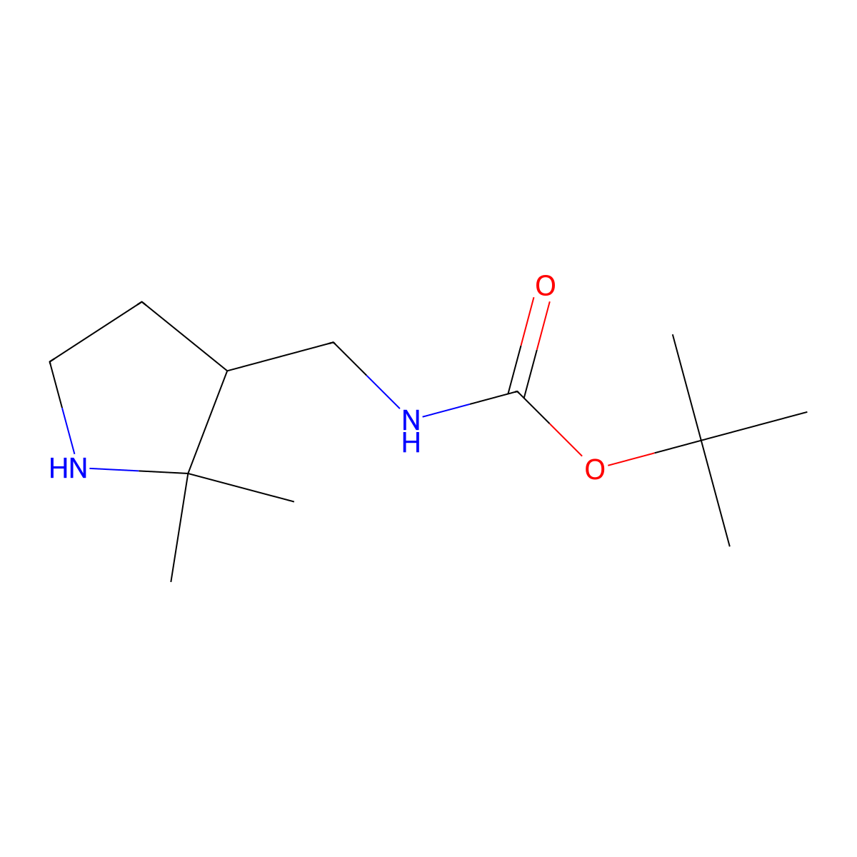 Tert-butyl N-[(2,2-dimethylpyrrolidin-3-yl)methyl]carbamate molecular structure, CAS 1781017-66-0