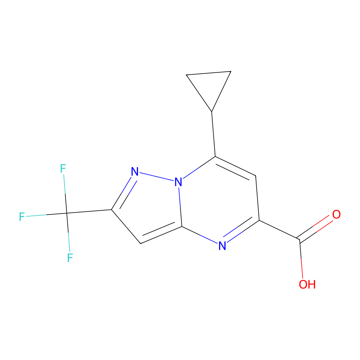 7-Cyclopropyl-2-(trifluoromethyl)pyrazolo[1,5-a]pyrimidine-5-carboxylic acid molecular structure, CAS 1781023-09-3