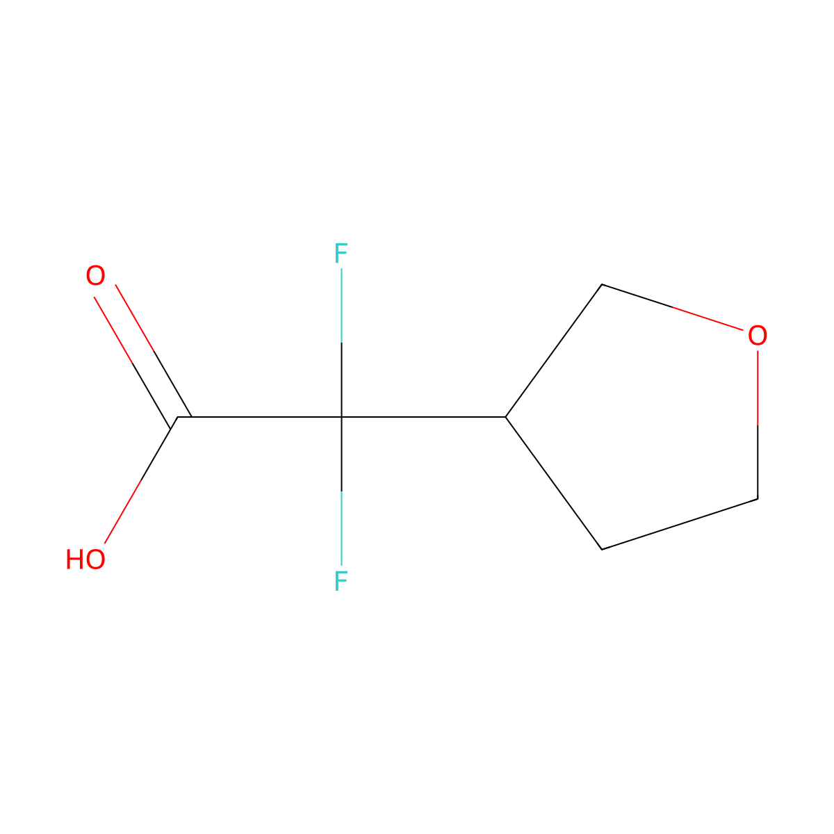 2,2-Difluoro-2-(oxolan-3-yl)acetic acid molecular structure, CAS 1781025-79-3