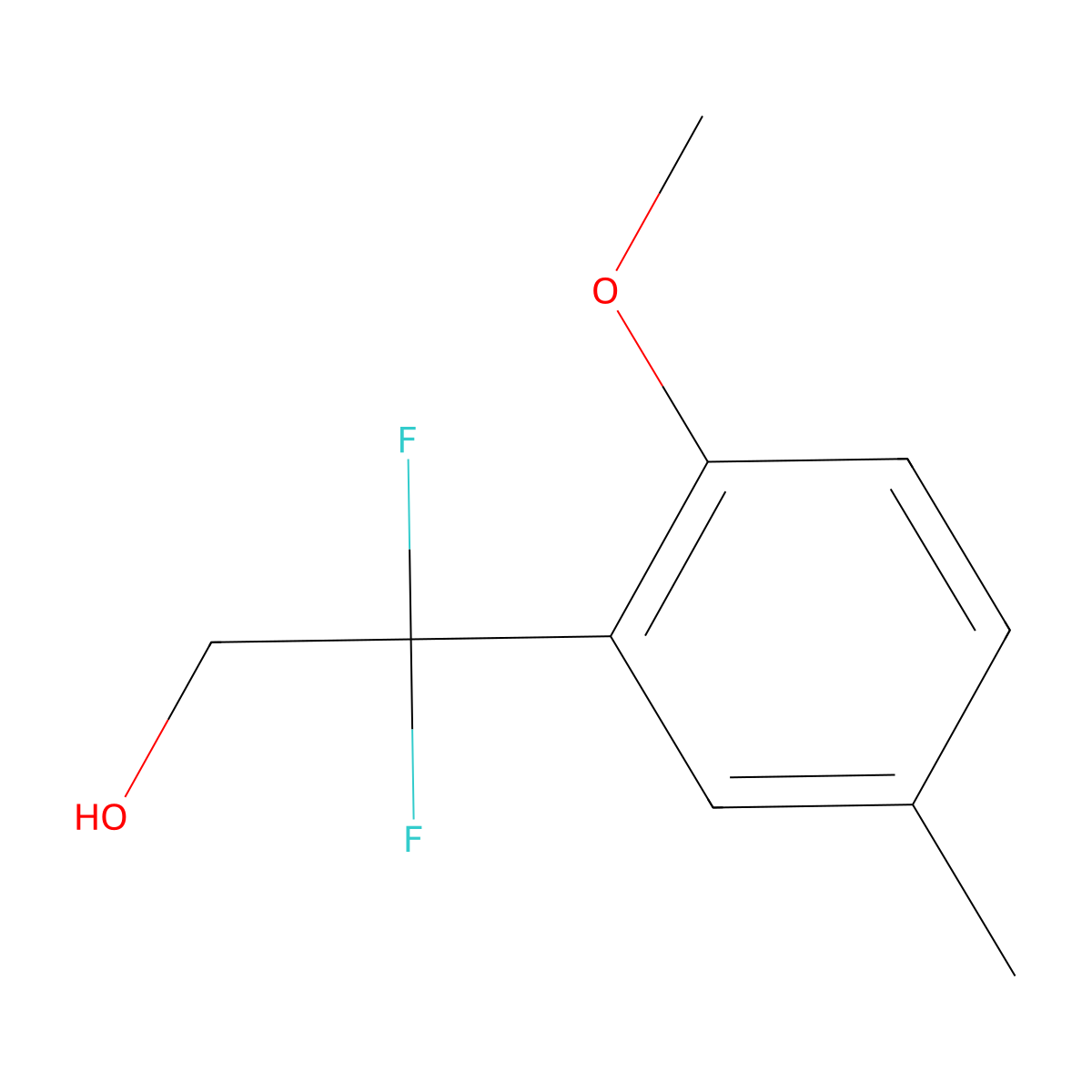 2,2-Difluoro-2-(2-methoxy-5-methylphenyl)ethan-1-ol molecular structure, CAS 1781031-30-8
