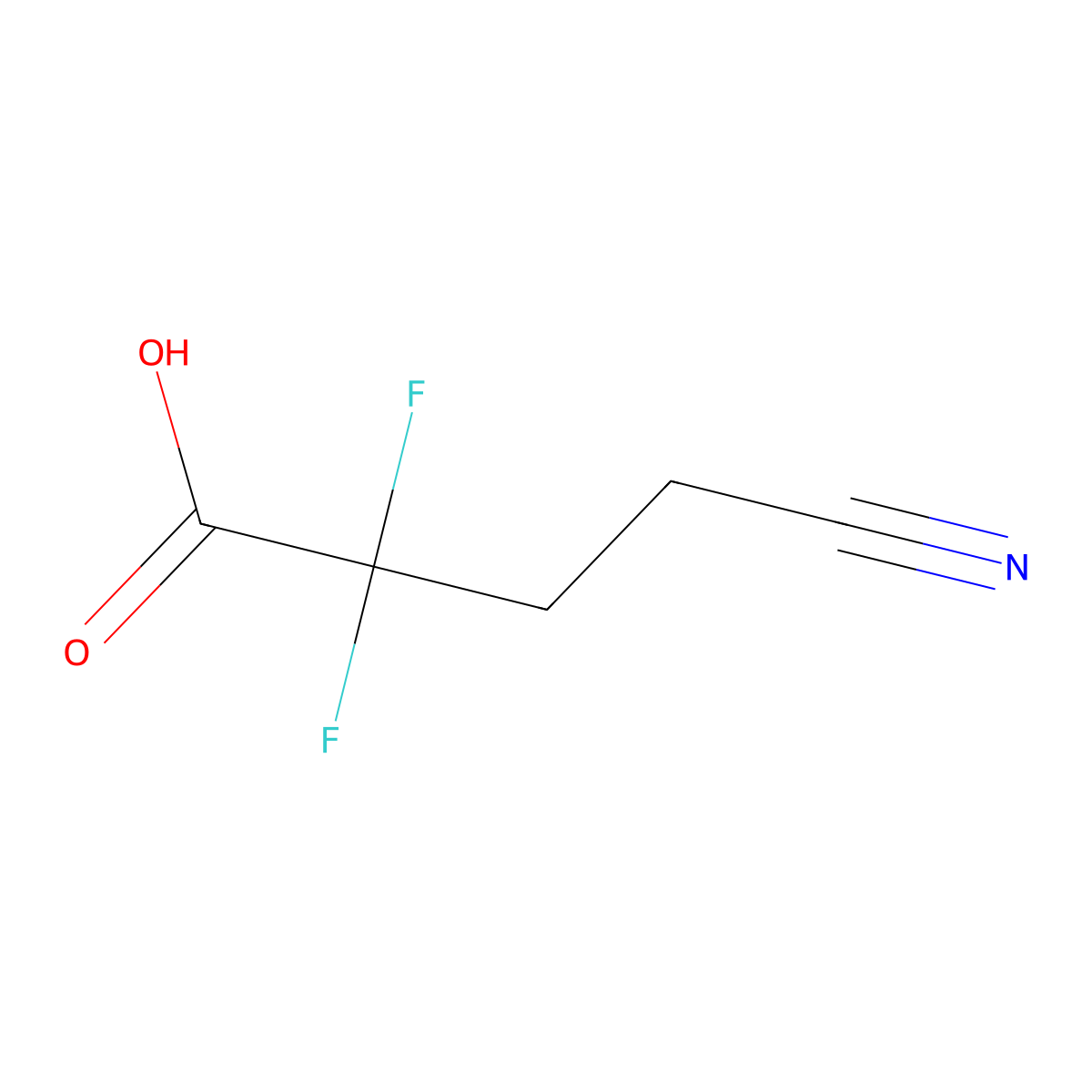 4-Cyano-2,2-difluorobutanoic acid molecular structure, CAS 1781032-48-1
