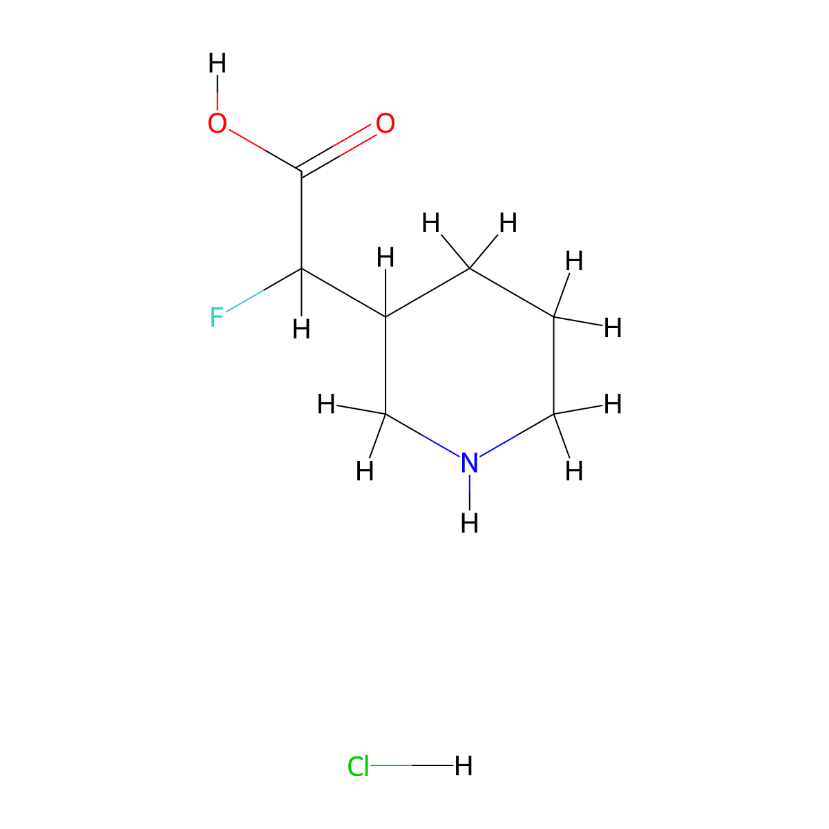 2-Fluoro-2-(piperidin-3-yl)acetic acid hydrochloride molecular structure, CAS 1781034-39-6