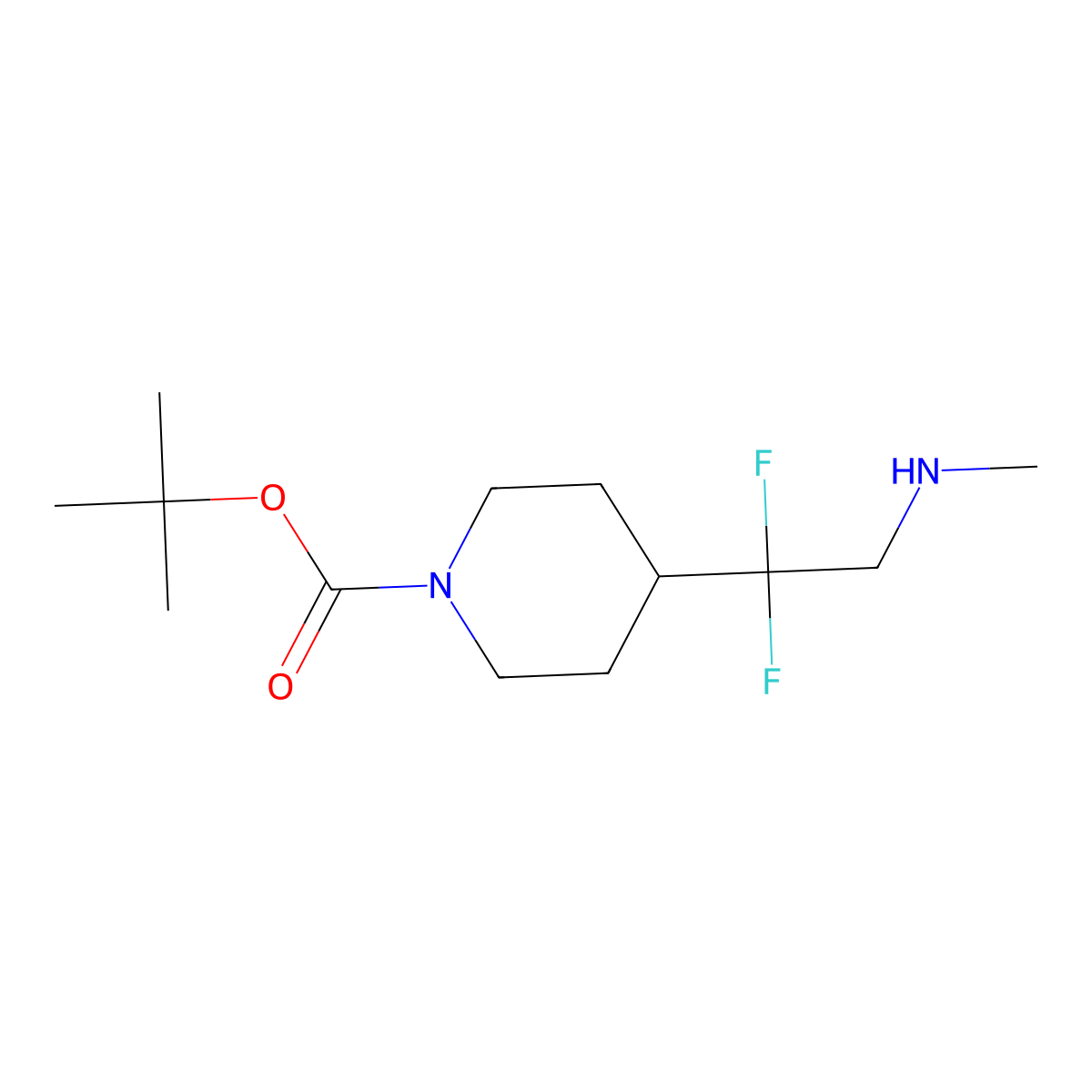 tert-Butyl 4-[1,1-difluoro-2-(methylamino)ethyl]piperidine-1-carboxylate molecular structure, CAS 1781036-19-8