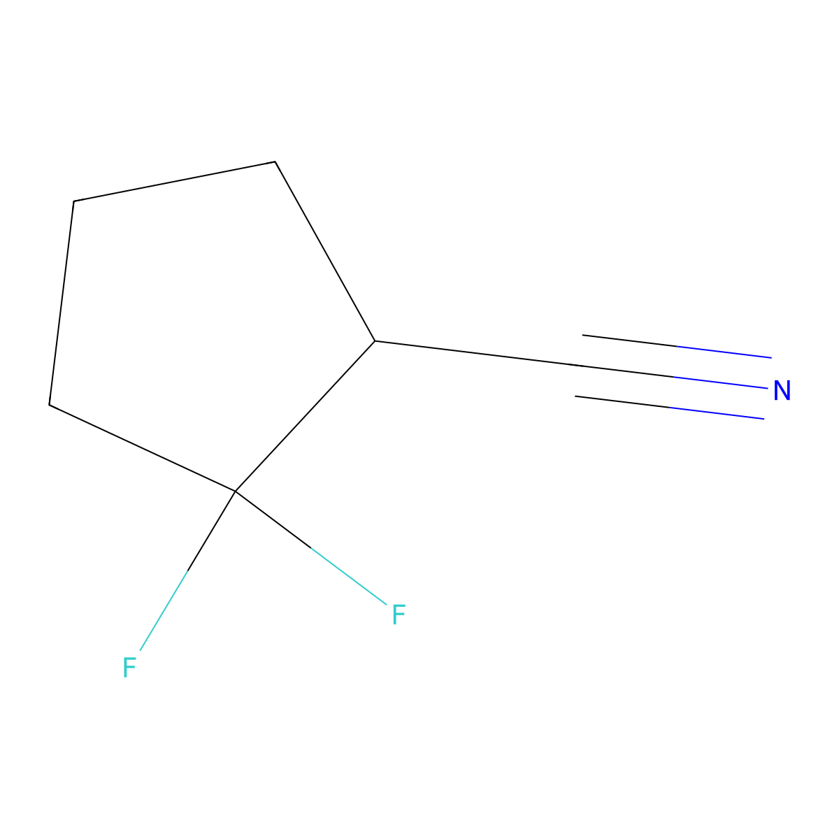 2,2-Difluorocyclopentane-1-carbonitrile molecular structure, CAS 1781037-41-9