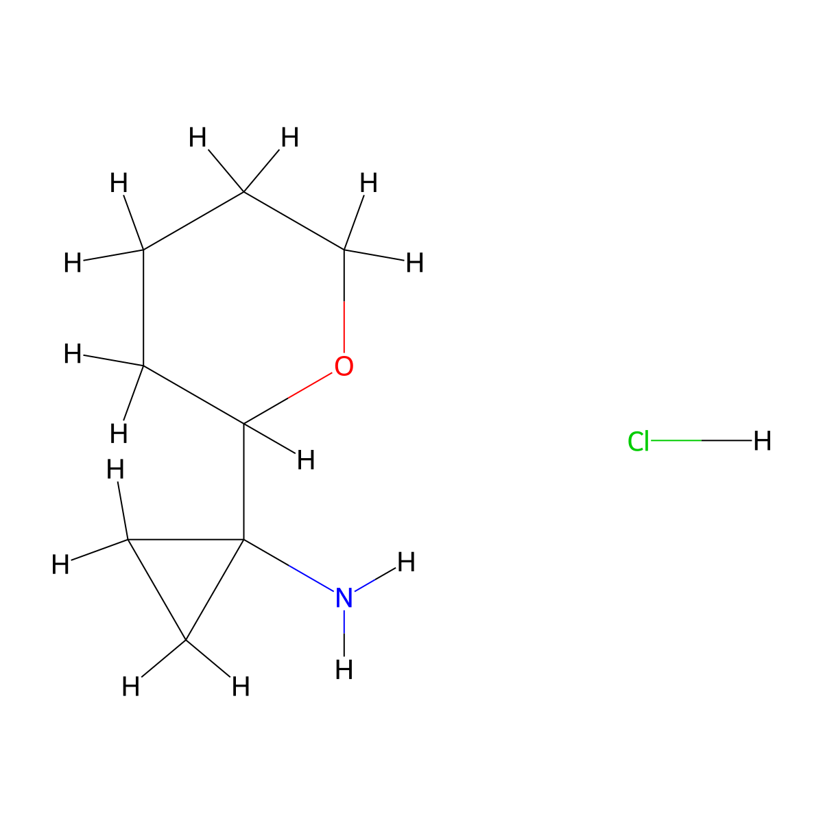 1-(Tetrahydro-2h-pyran-2-yl)cyclopropanamine hydrochloride molecular structure, CAS 1781037-86-2