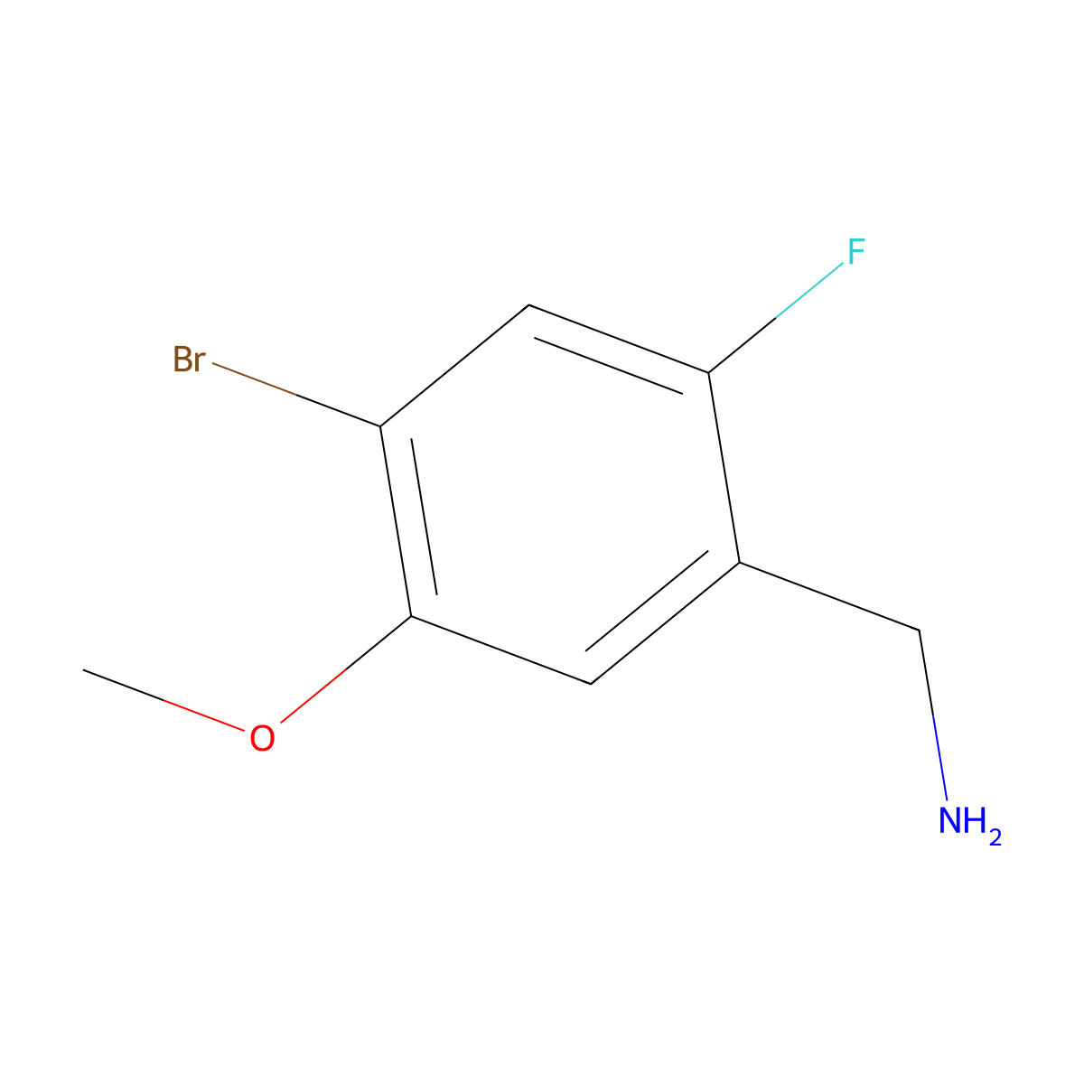 1-(4-Bromo-2-fluoro-5-methoxyphenyl)methanamine molecular structure, CAS 1781038-20-7