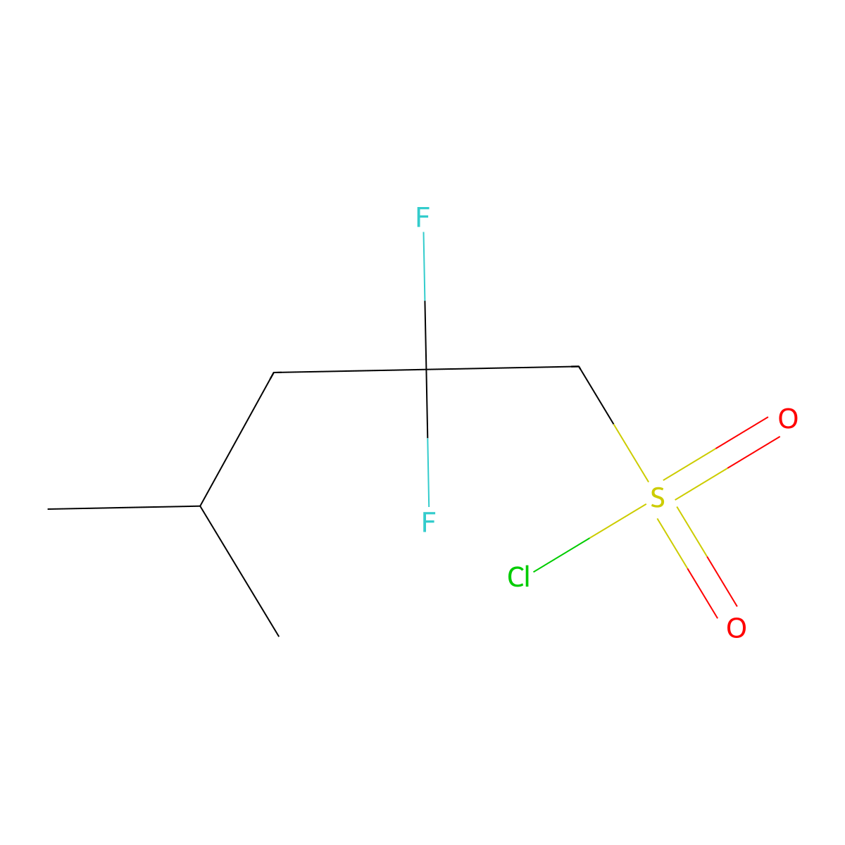 2,2-Difluoro-4-methylpentane-1-sulfonyl chloride molecular structure, CAS 1781039-56-2