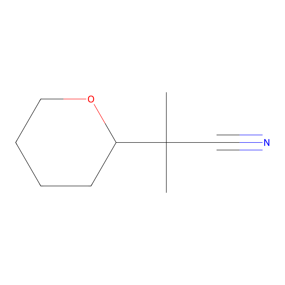 2-Methyl-2-(oxan-2-yl)propanenitrile molecular structure, CAS 1781041-71-1