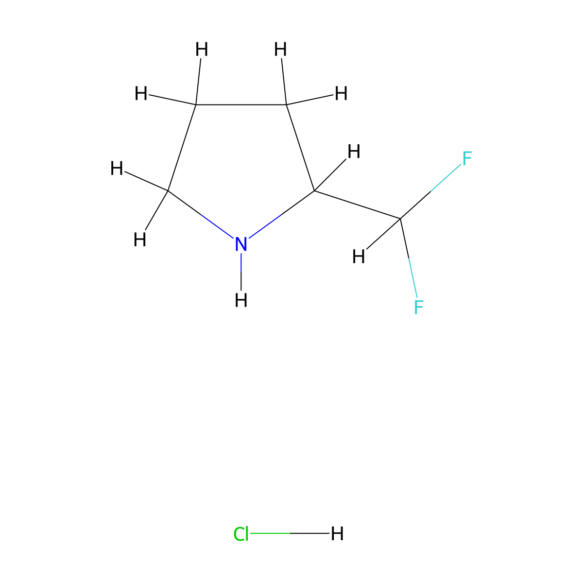 2-(Difluoromethyl)pyrrolidine hydrochloride molecular structure, CAS 1781041-85-7