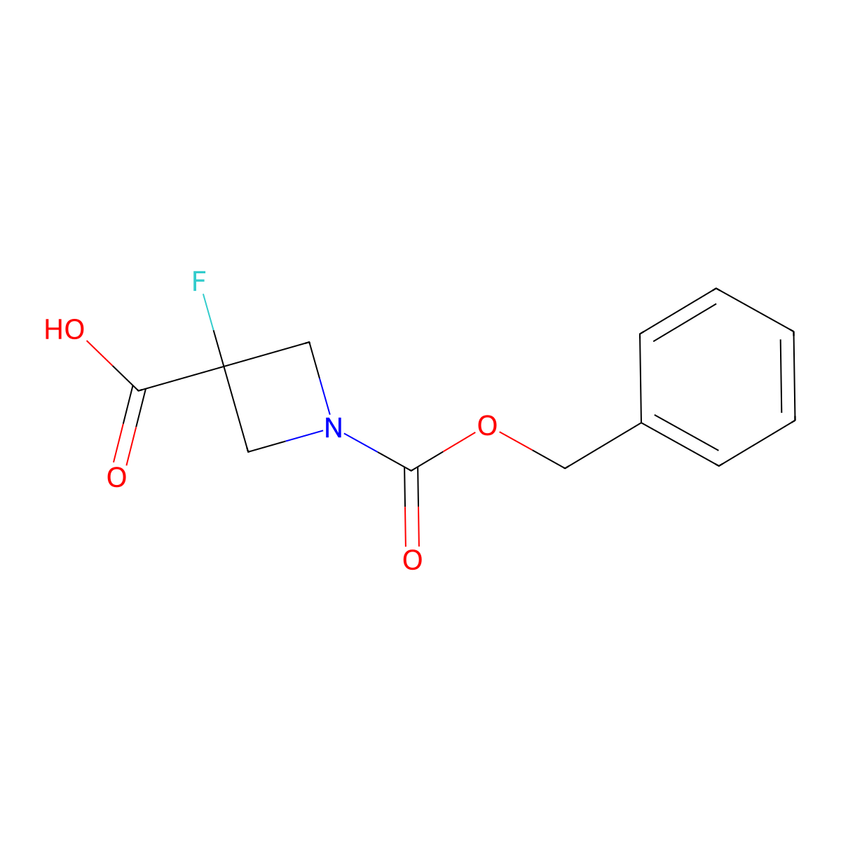 1-[(Benzyloxy)carbonyl]-3-fluoroazetidine-3-carboxylic acid molecular structure, CAS 1781046-72-7