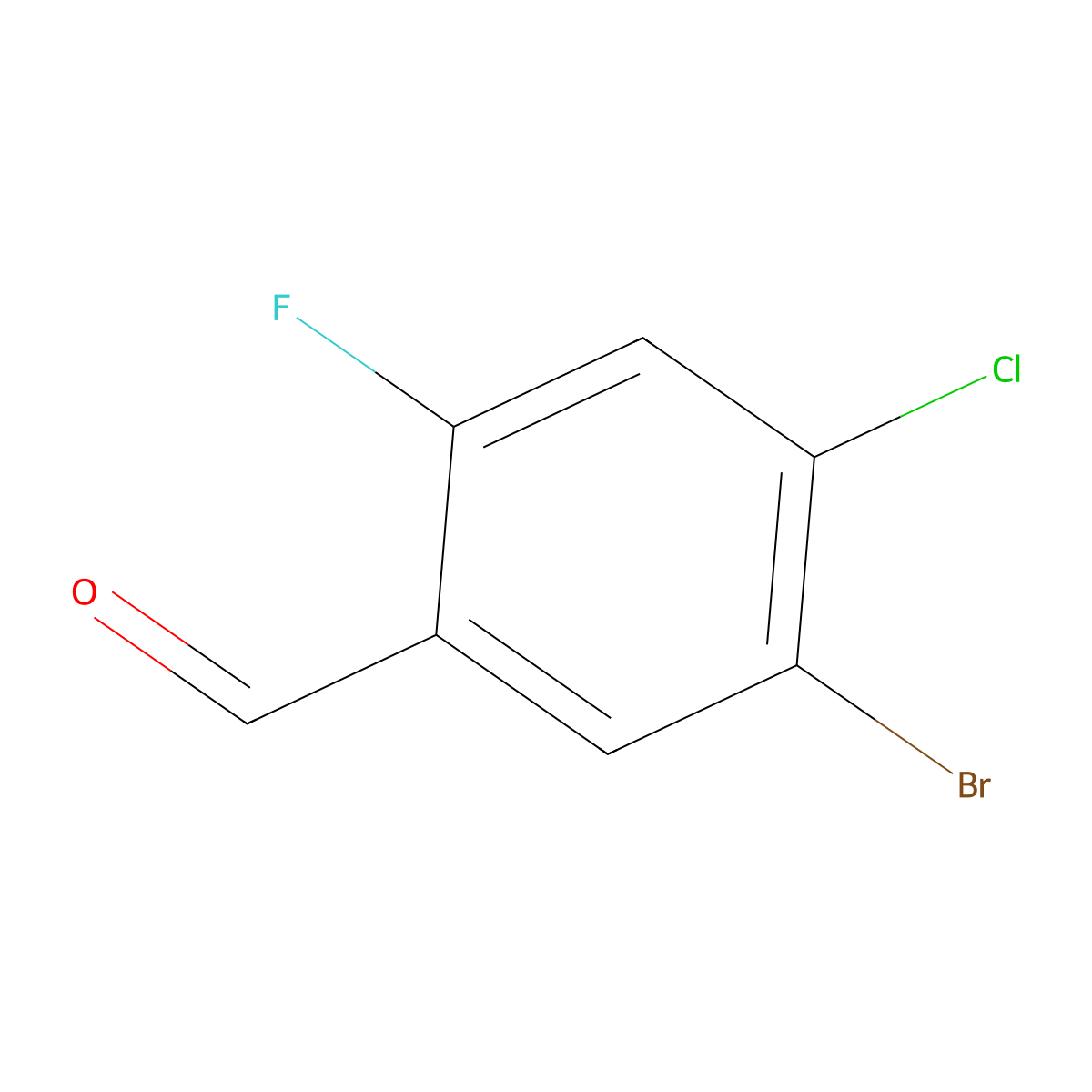 5-Bromo-4-chloro-2-fluorobenzaldehyde molecular structure, CAS 1781052-25-2