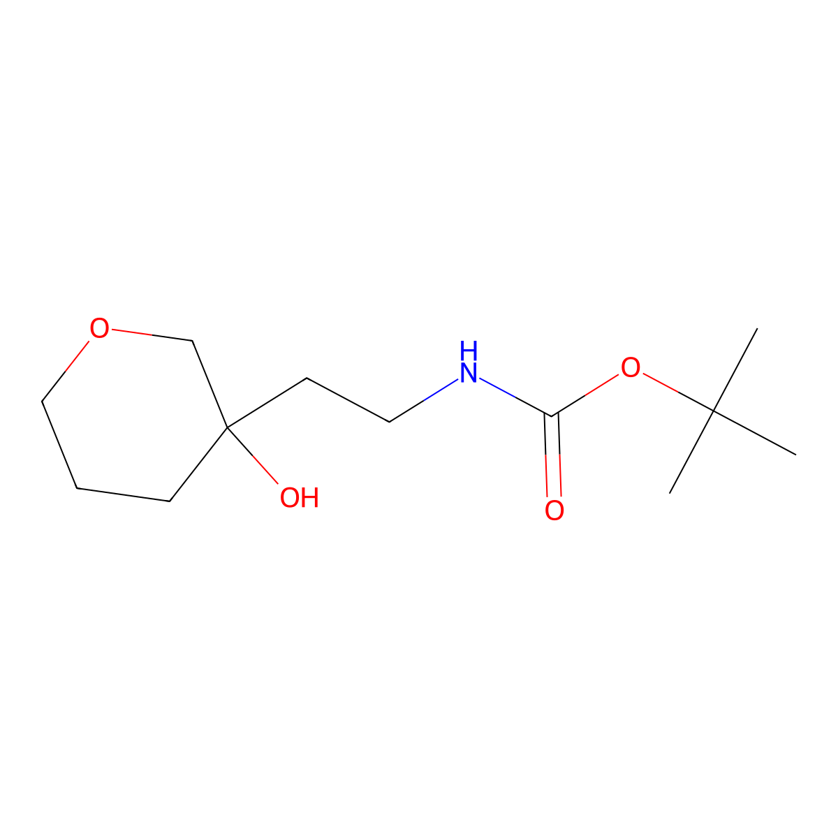 tert-butyl N-[2-(3-hydroxyoxan-3-yl)ethyl]carbamate molecular structure, CAS 1781056-05-0