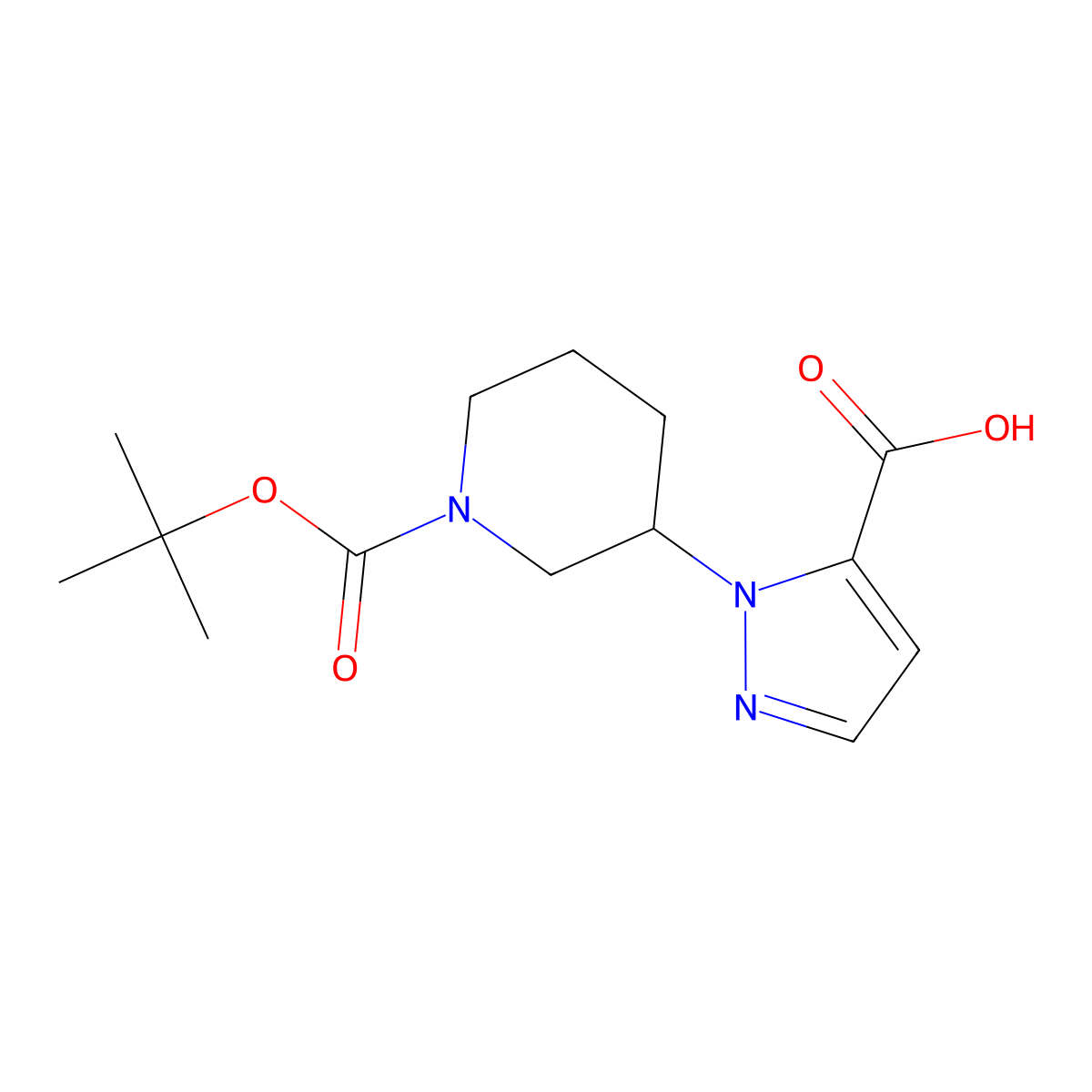 1-{1-[(tert-butoxy)carbonyl]piperidin-3-yl}-1H-pyrazole-5-carboxylic acid molecular structure, CAS 1781062-86-9