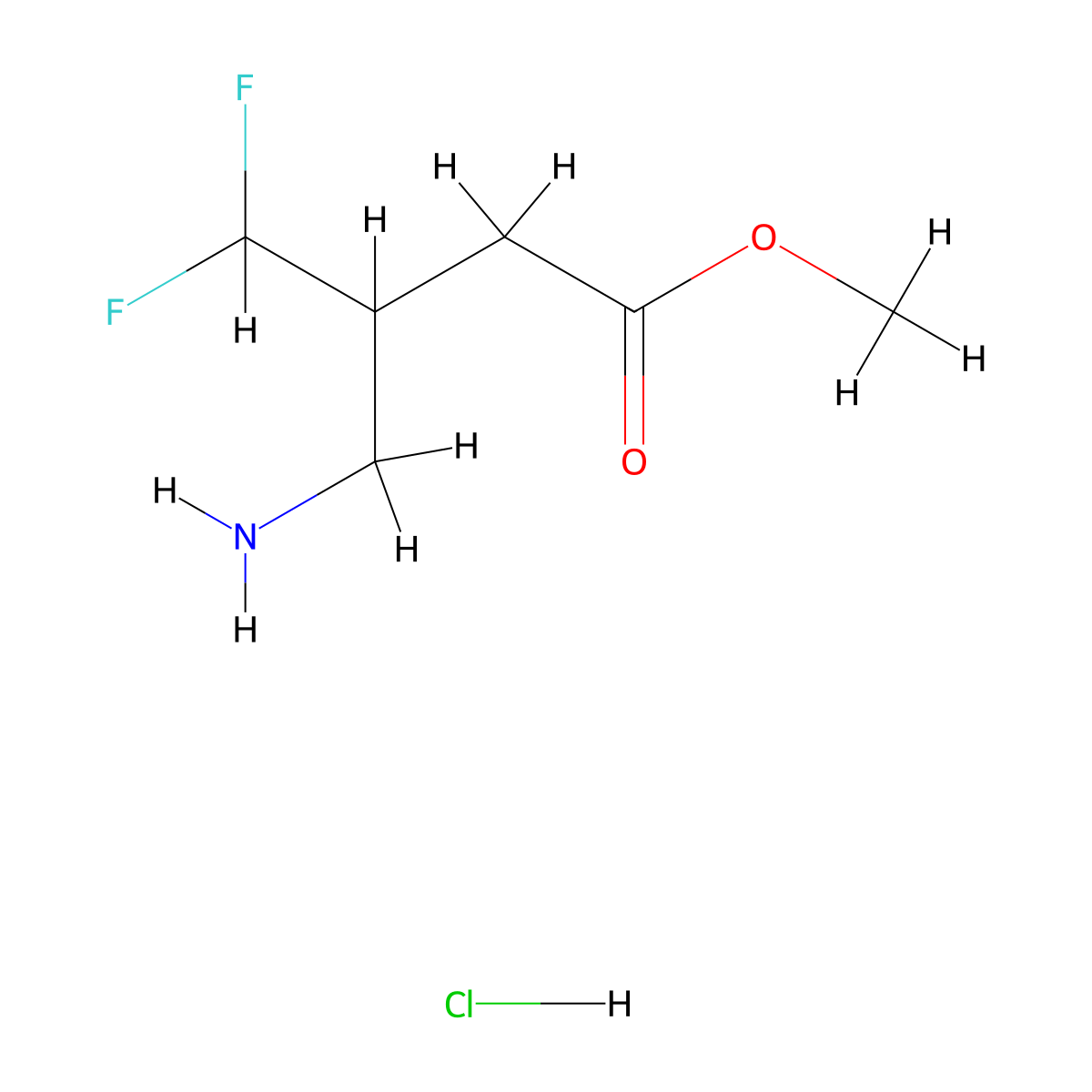 Methyl 4-amino-3-(difluoromethyl)butanoate hydrochloride molecular structure, CAS 1781065-04-0
