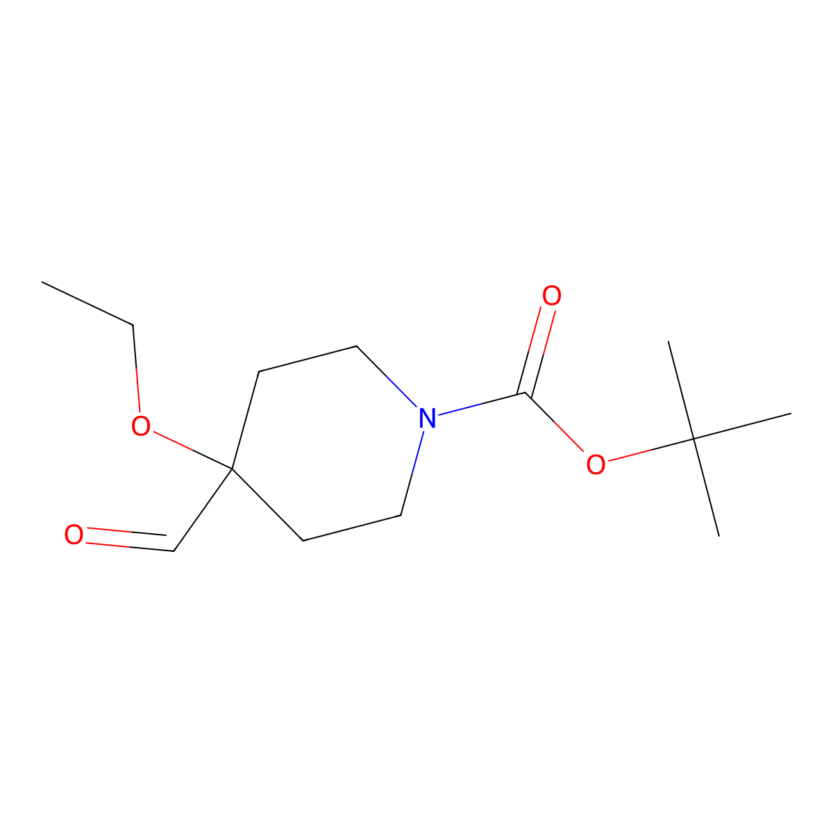 Tert-butyl 4-ethoxy-4-formylpiperidine-1-carboxylate molecular structure, CAS 1781067-84-2