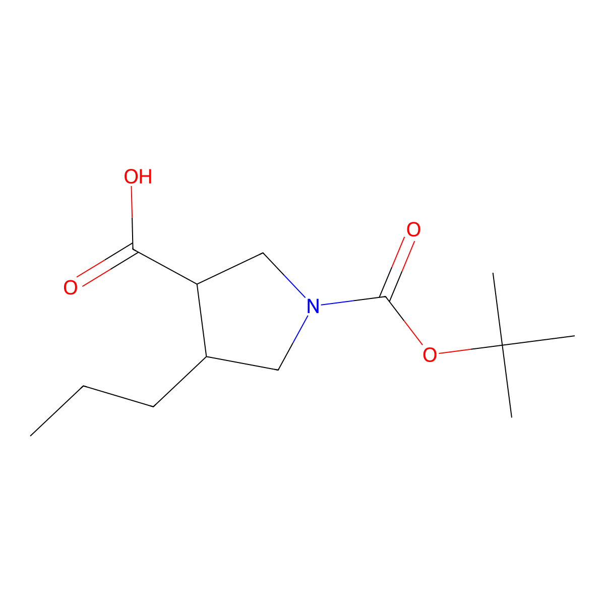 1-[(Tert-butoxy)carbonyl]-4-propylpyrrolidine-3-carboxylic acid molecular structure, CAS 1781071-12-2