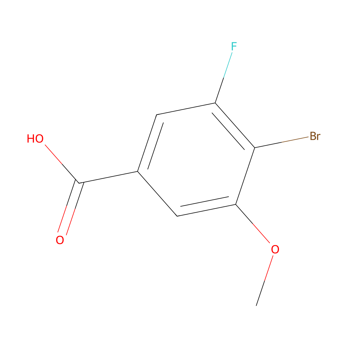 4-Bromo-3-fluoro-5-methoxybenzoic acid molecular structure, CAS 1781071-32-6