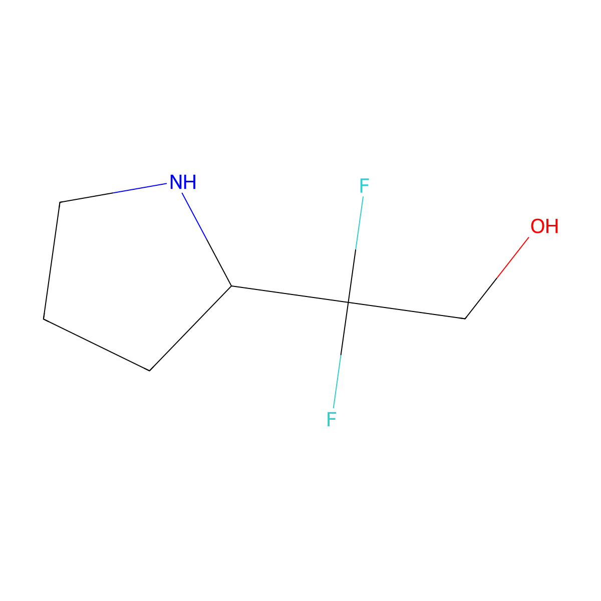 2,2-Difluoro-2-(pyrrolidin-2-yl)ethan-1-ol molecular structure, CAS 1781072-22-7