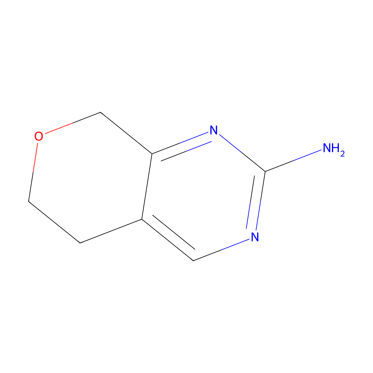 5H,6H,8H-pyrano(3,4-d)pyrimidin-2-amine molecular structure, CAS 1781072-41-0