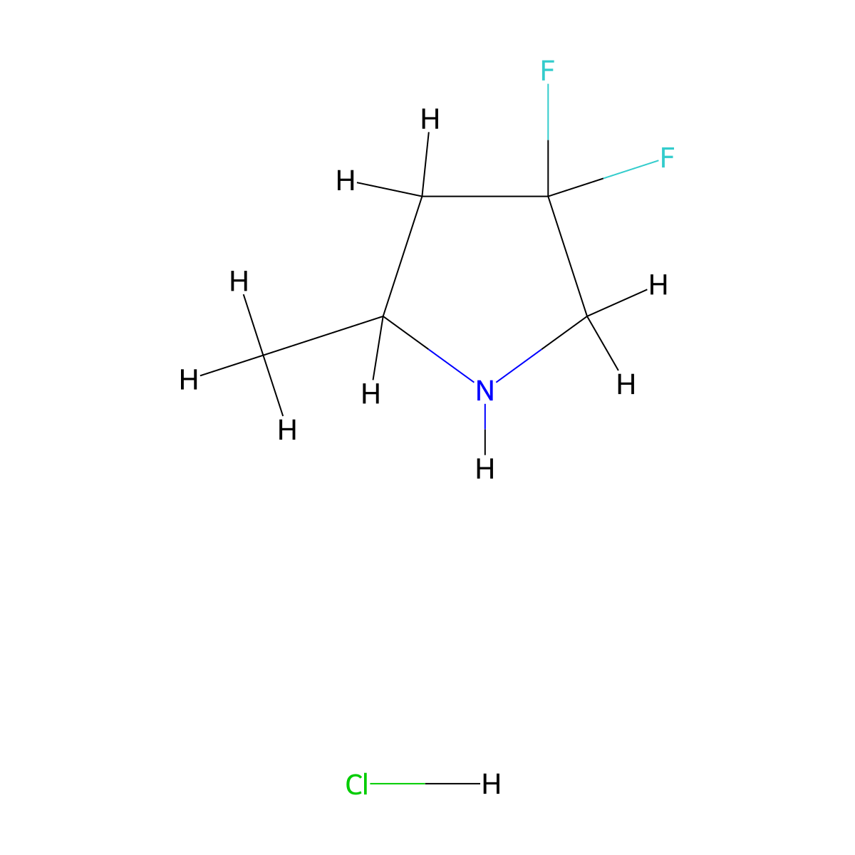 4,4-Difluoro-2-methylpyrrolidine hydrochloride molecular structure, CAS 1781074-90-5
