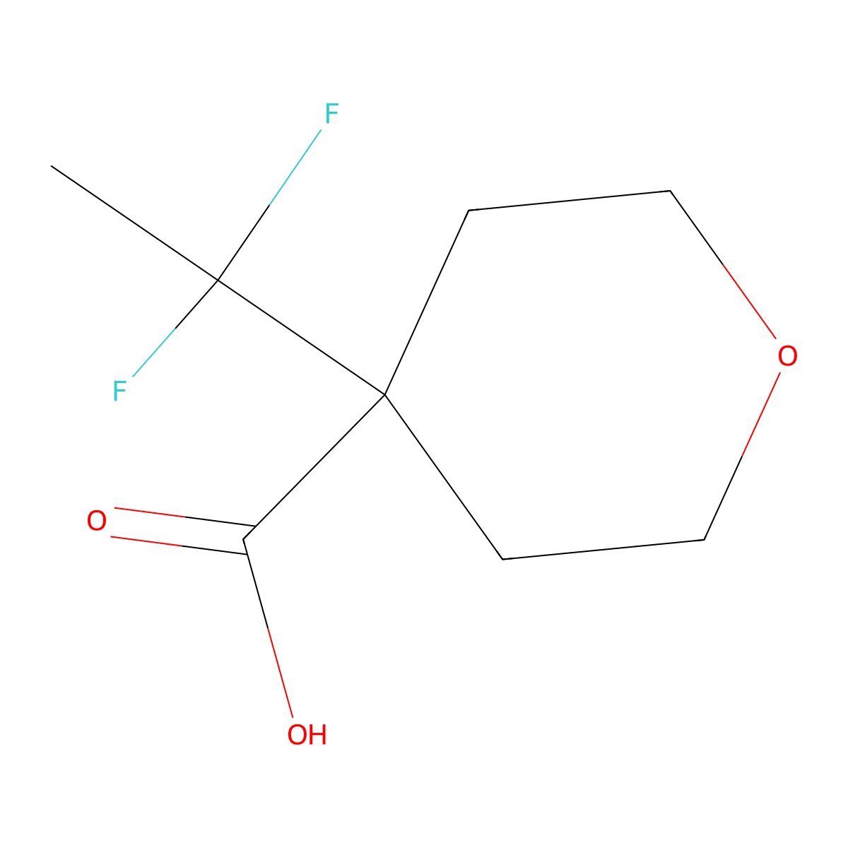 4-(1,1-Difluoroethyl)oxane-4-carboxylic acid molecular structure, CAS 1781078-83-8