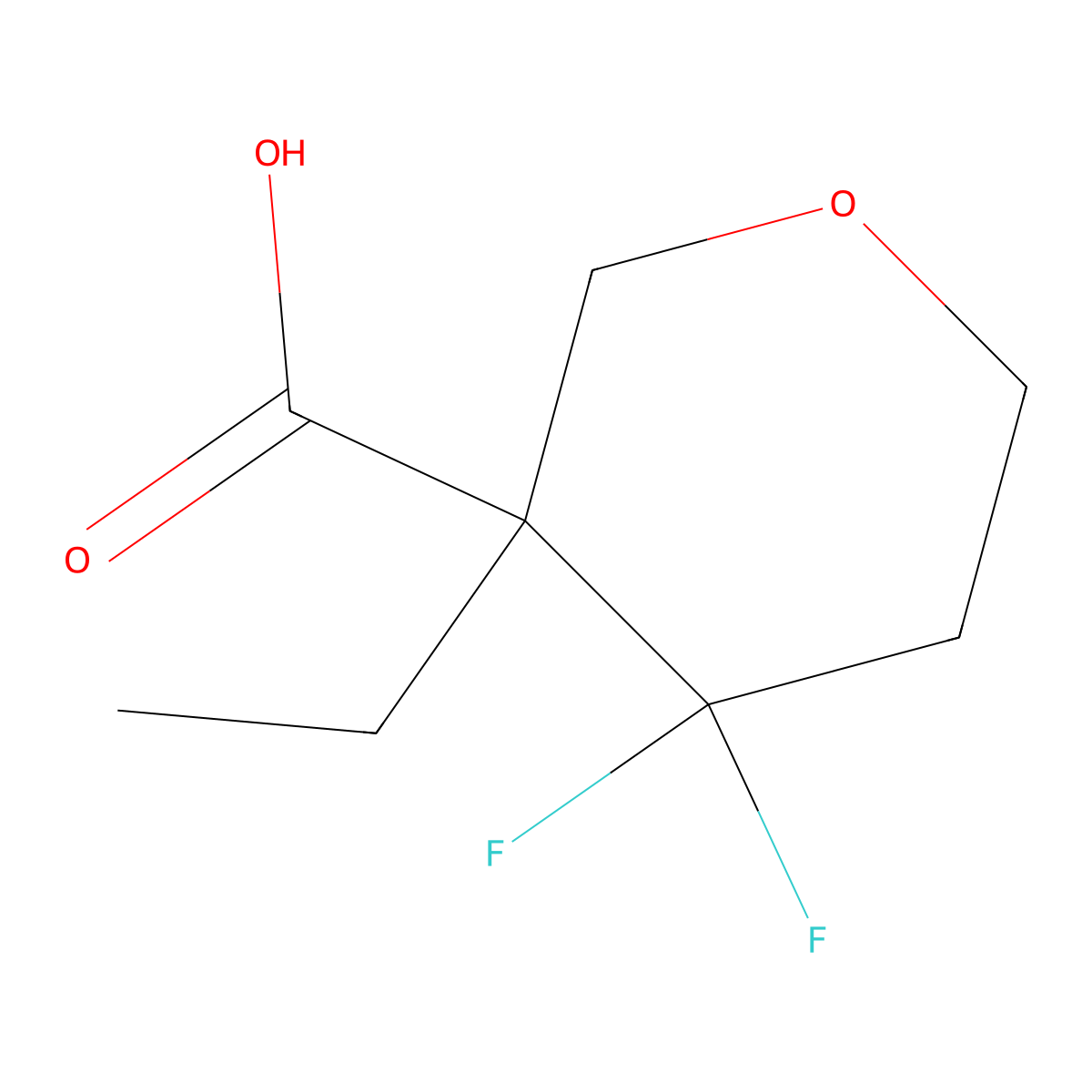 3-Ethyl-4,4-difluorooxane-3-carboxylic acid molecular structure, CAS 1781078-90-7