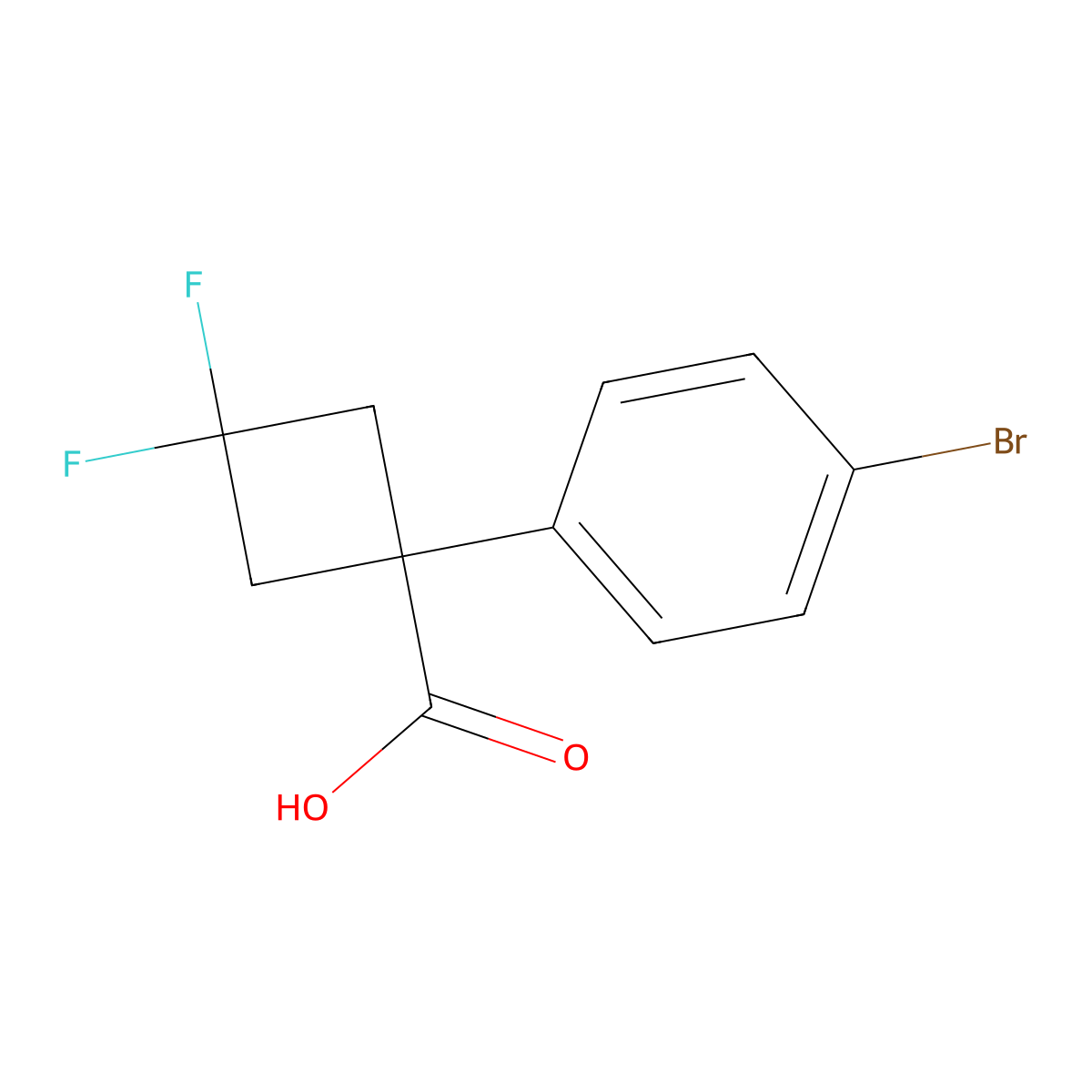 1-(4-Bromophenyl)-3,3-difluorocyclobutane-1-carboxylic acid molecular structure, CAS 1781079-28-4