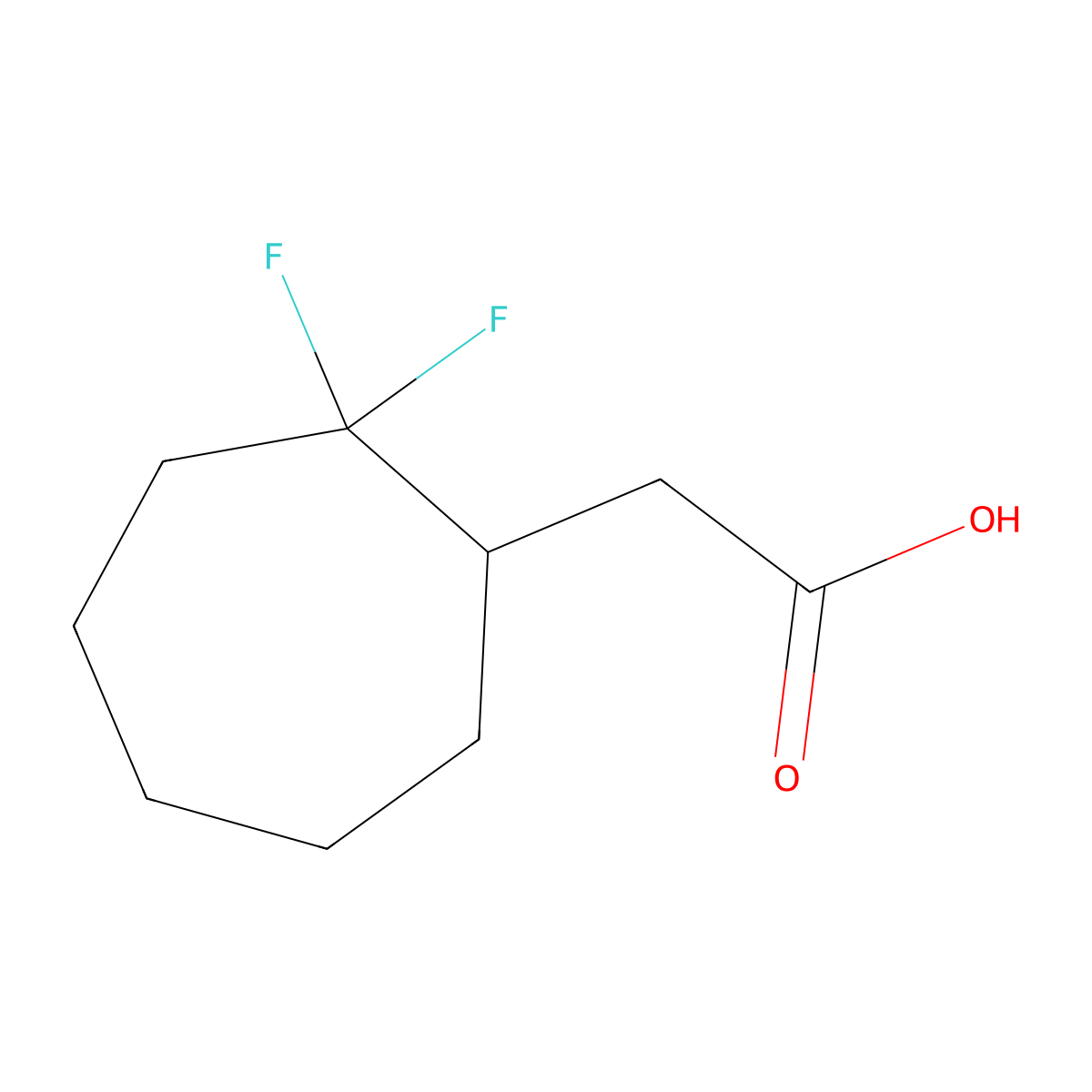2-(2,2-Difluorocycloheptyl)acetic acid molecular structure, CAS 1781080-57-6