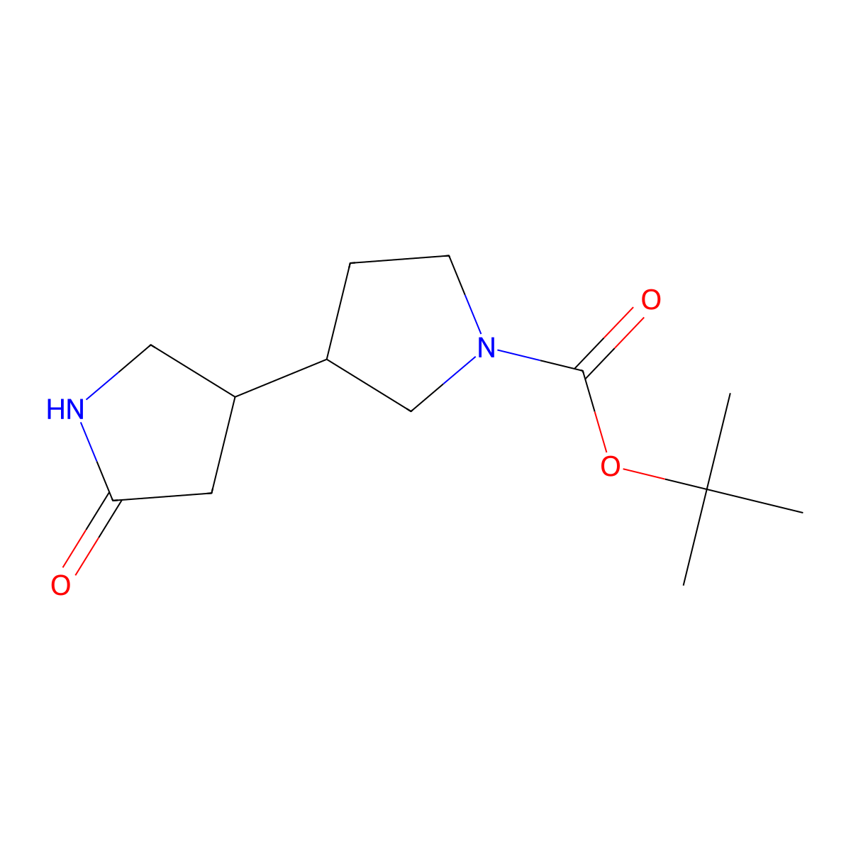 Tert-butyl 3-(5-oxopyrrolidin-3-yl)pyrrolidine-1-carboxylate molecular structure, CAS 1781087-70-4
