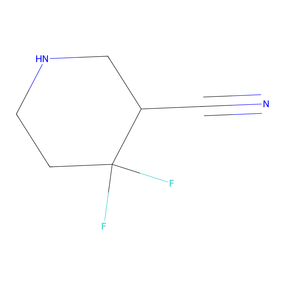 4,4-Difluoropiperidine-3-carbonitrile molecular structure, CAS 1781098-83-6