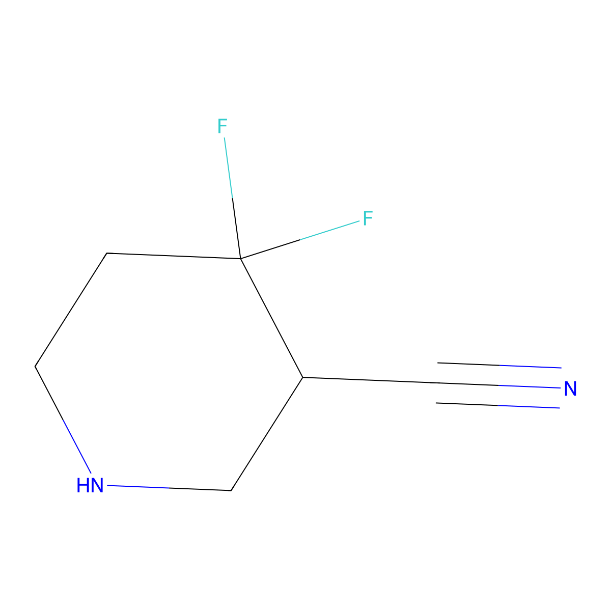 4,4-Difluoropiperidine-3-carbonitrile molecular structure, CAS 1781098-83-6