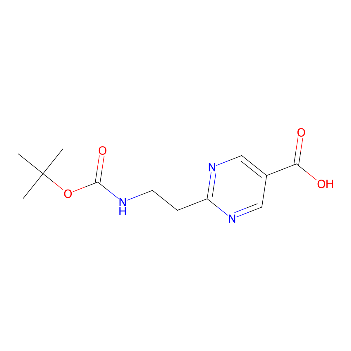 2-(2-{[(Tert-butoxy)carbonyl]amino}ethyl)pyrimidine-5-carboxylic acid molecular structure, CAS 1781101-21-0