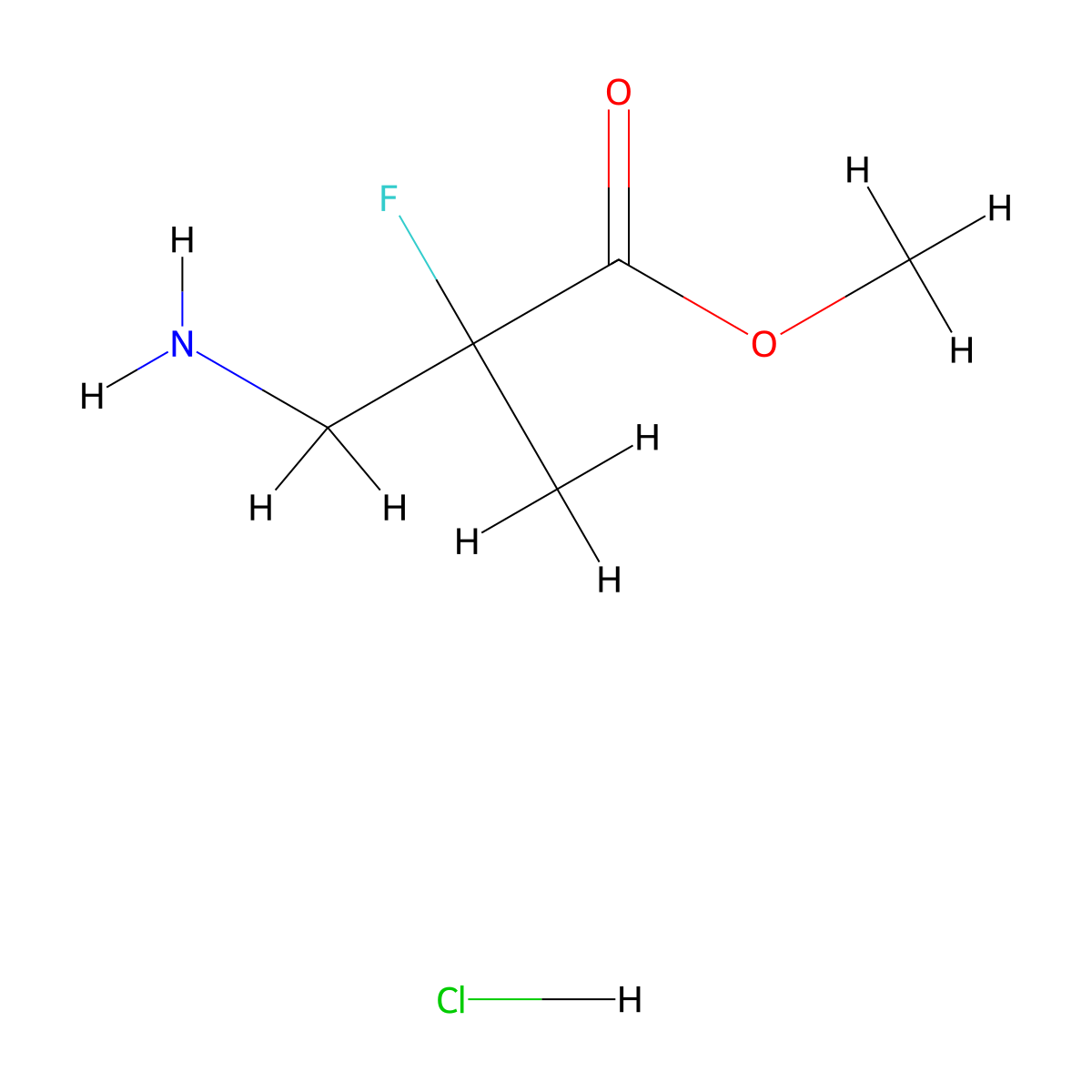 Methyl 3-amino-2-fluoro-2-methylpropanoate hydrochloride molecular structure, CAS 1781102-83-7