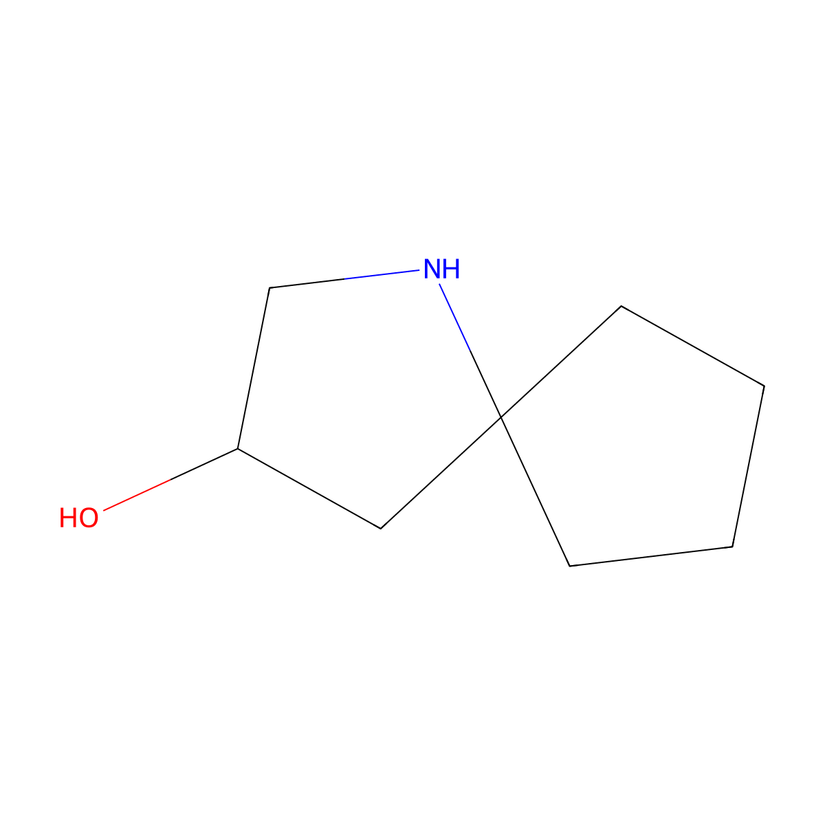 1-Azaspiro[4.4]nonan-3-ol molecular structure, CAS 1781105-15-4