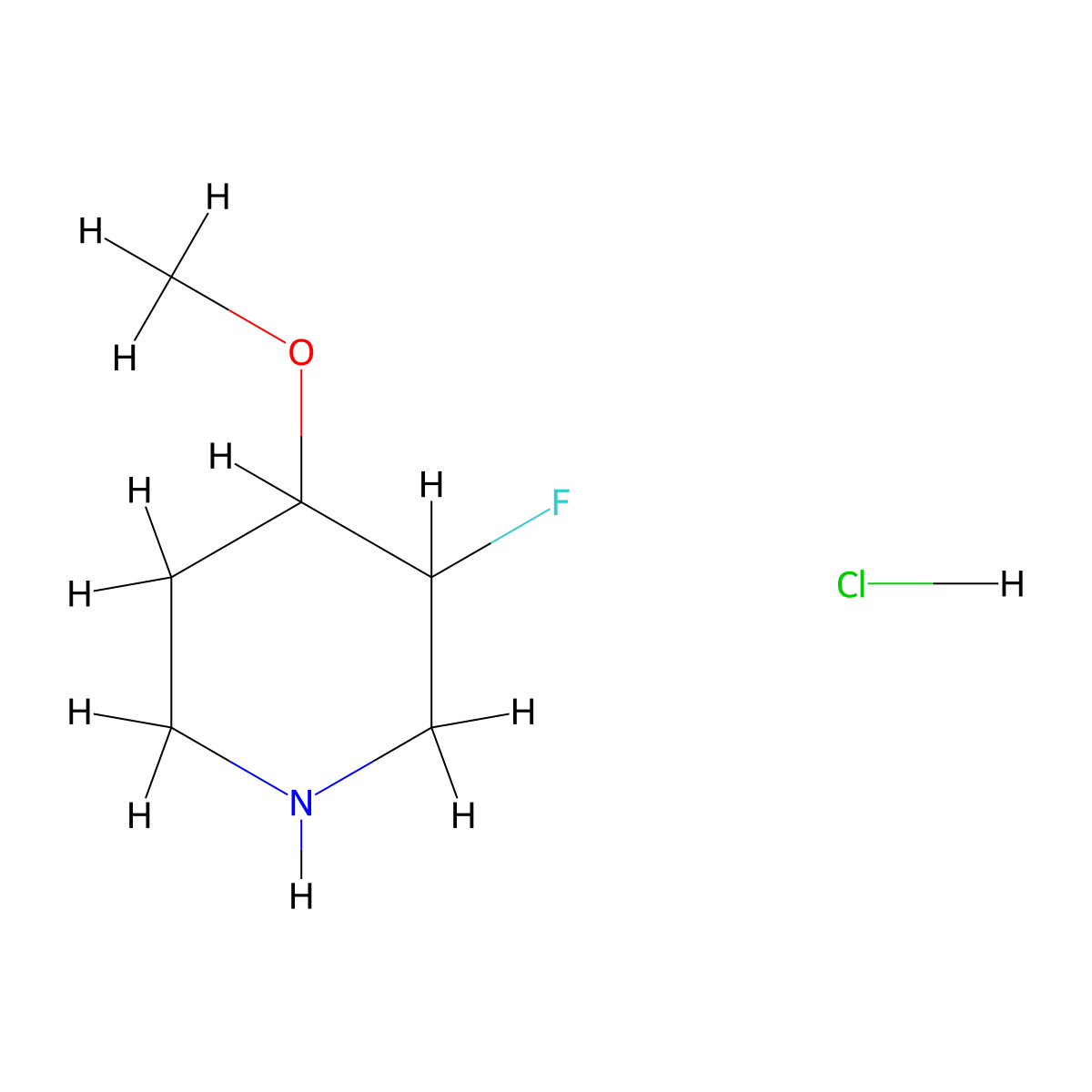3-Fluoro-4-methoxypiperidine Hydrochloride molecular structure, CAS 1781106-88-4