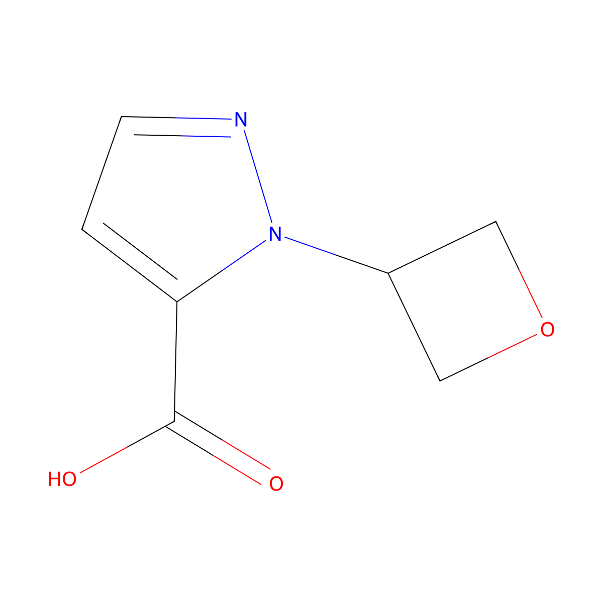 1-(oxetan-3-yl)-1H-pyrazole-5-carboxylic acid molecular structure, CAS 1781110-32-4