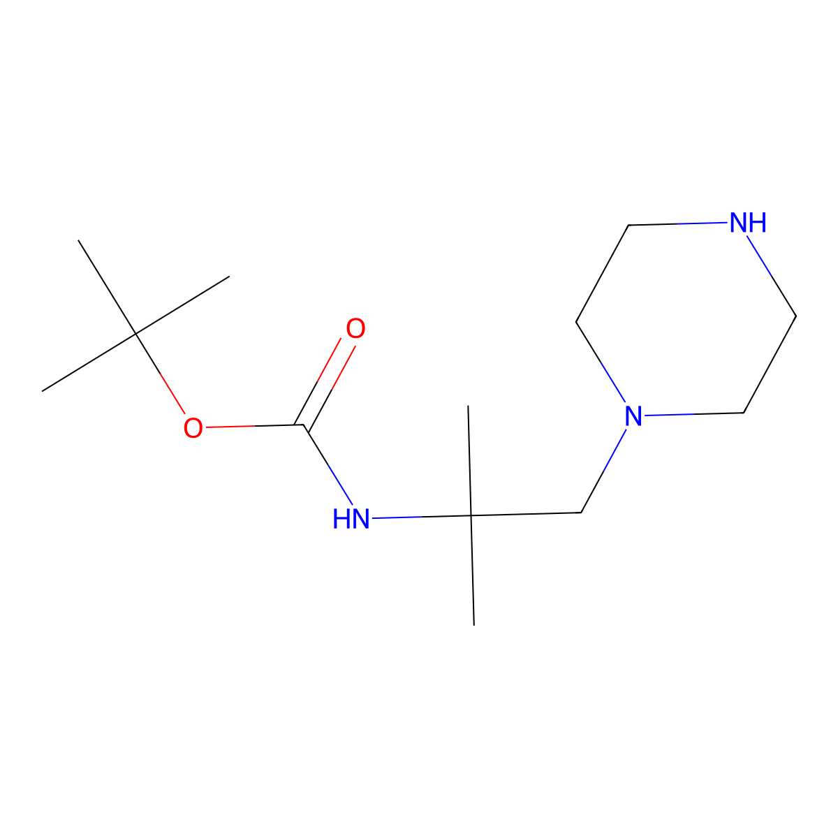 tert-butyl N-[2-methyl-1-(piperazin-1-yl)propan-2-yl]carbamate molecular structure, CAS 1781111-76-9