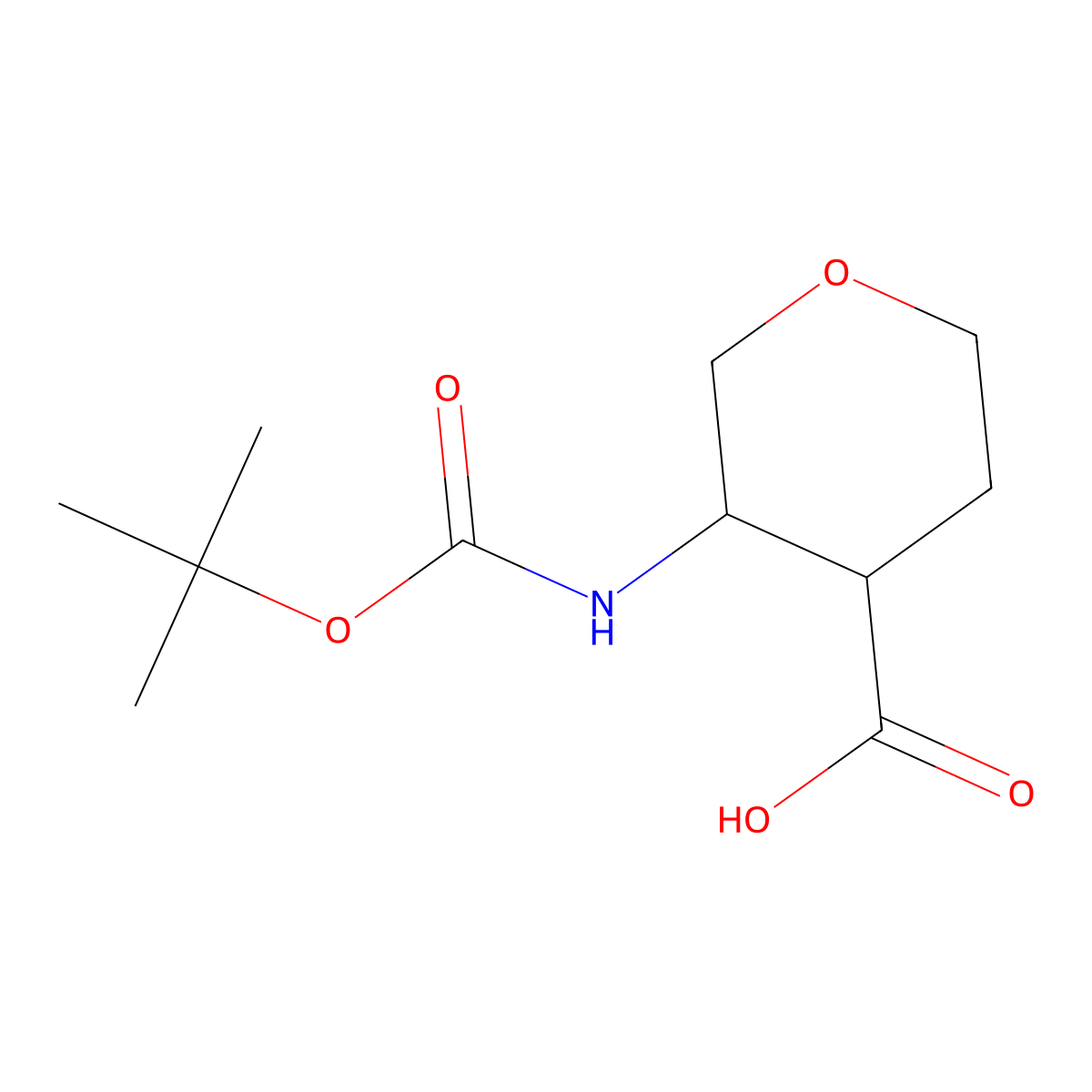 cis-3-Boc-amino-tetrahydro-pyran-4-carboxylic acid molecular structure, CAS 1781112-18-2