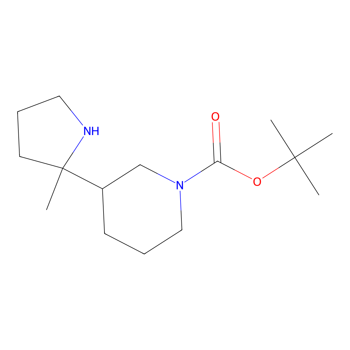 Tert-butyl 3-(2-methylpyrrolidin-2-yl)piperidine-1-carboxylate molecular structure, CAS 1781112-72-8