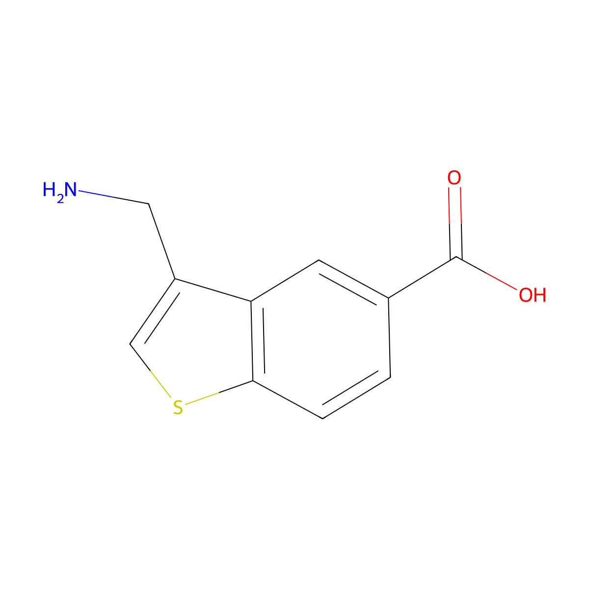 3-(Aminomethyl)-1-benzothiophene-5-carboxylic acid molecular structure, CAS 1781112-75-1