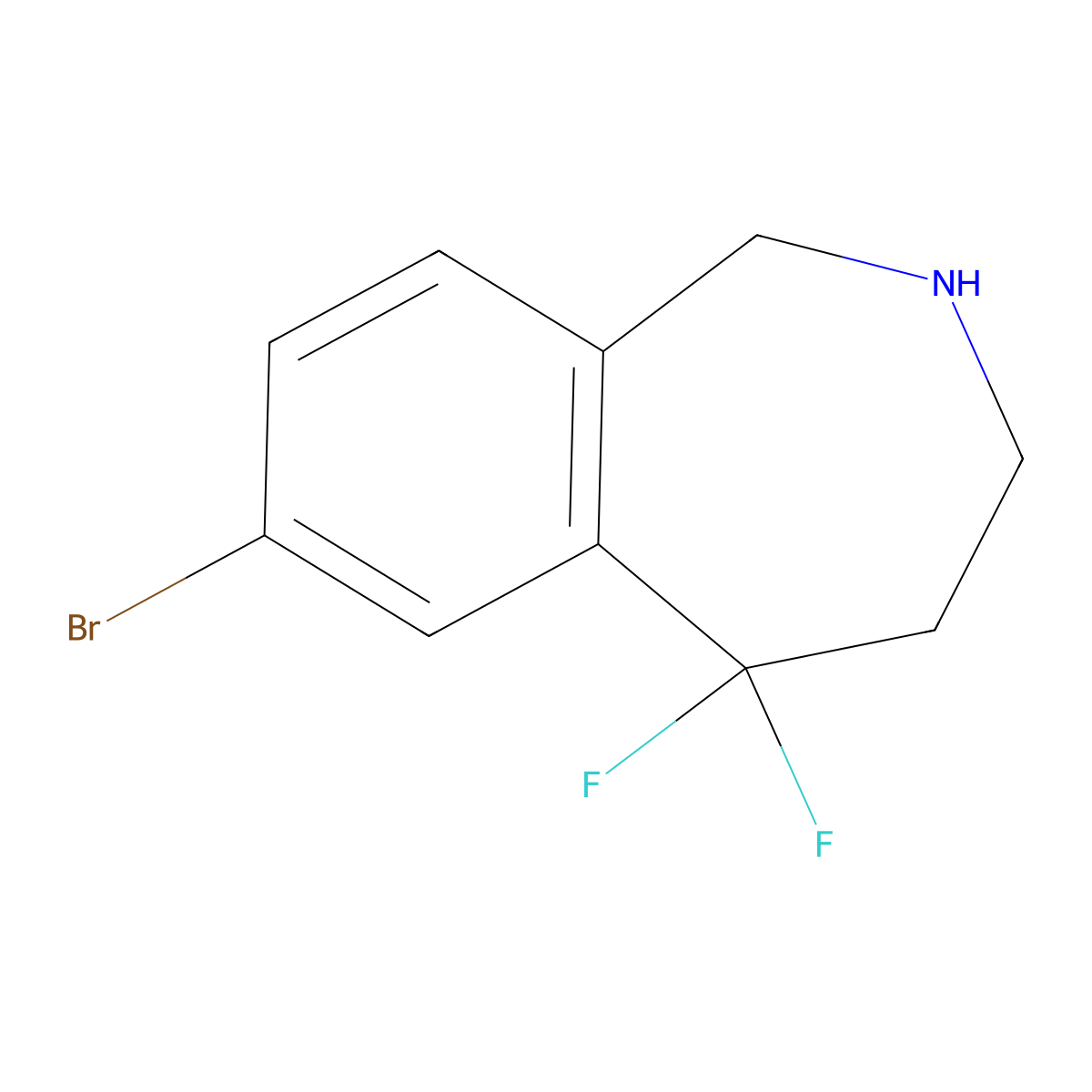 7-Bromo-5,5-difluoro-1,2,3,4-tetrahydro-2-benzazepine molecular structure, CAS 1781114-49-5
