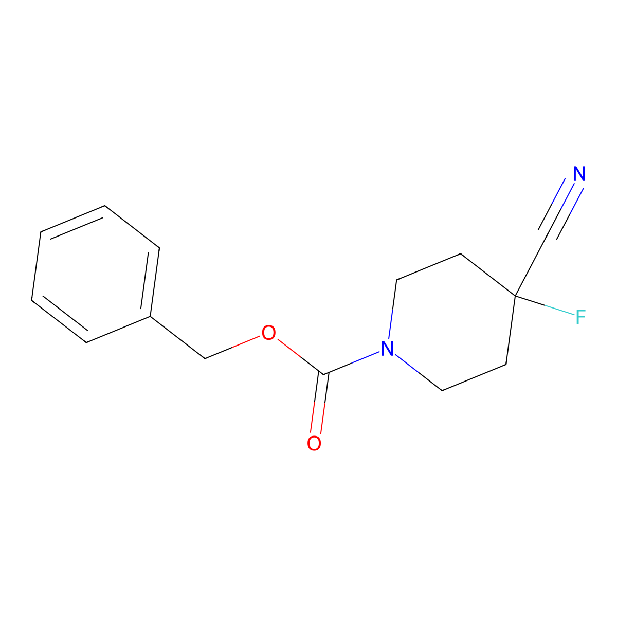 Benzyl 4-cyano-4-fluoropiperidine-1-carboxylate molecular structure, CAS 1781114-59-7