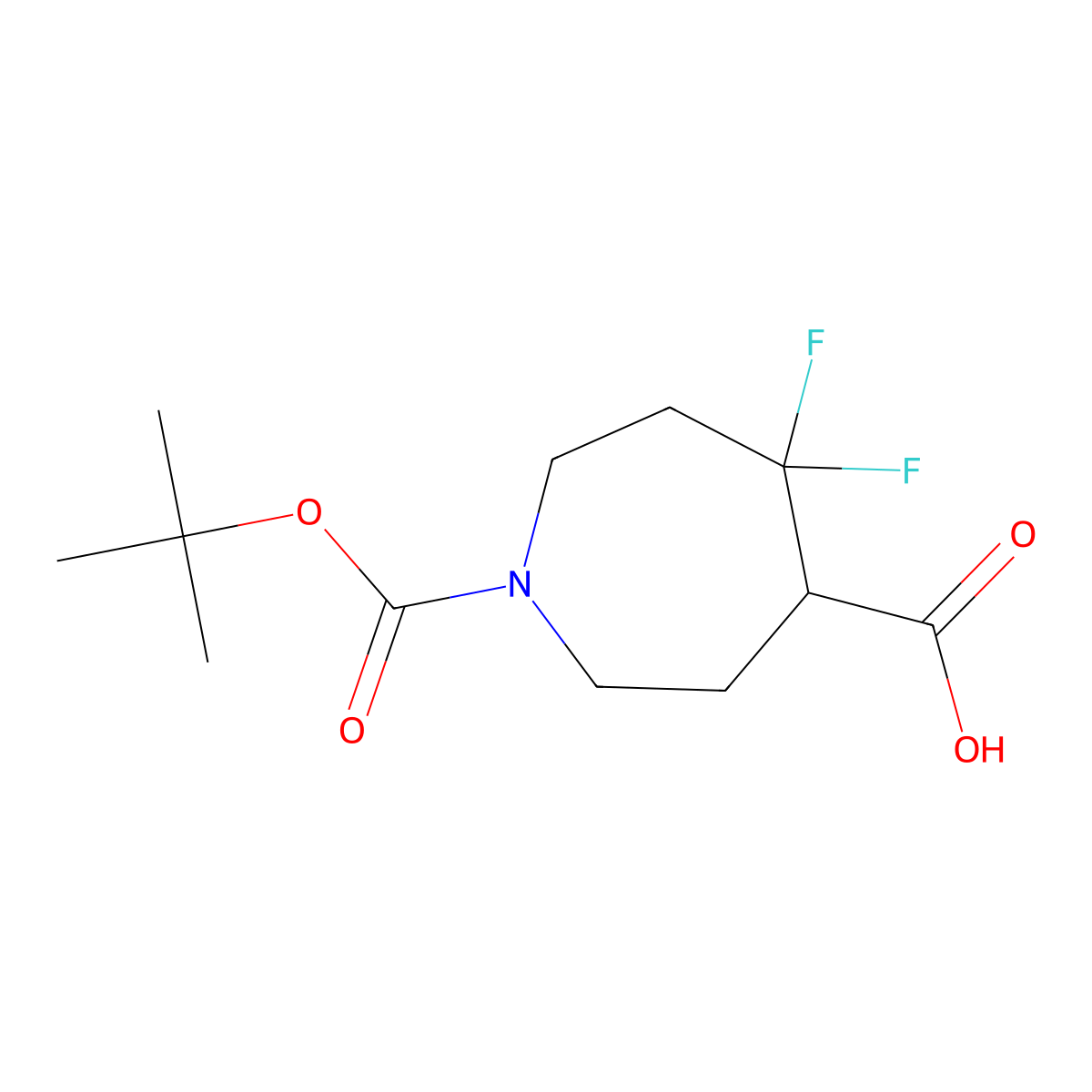 1-(Tert-butoxycarbonyl)-5,5-difluoroazepane-4-carboxylic acid molecular structure, CAS 1781115-34-1