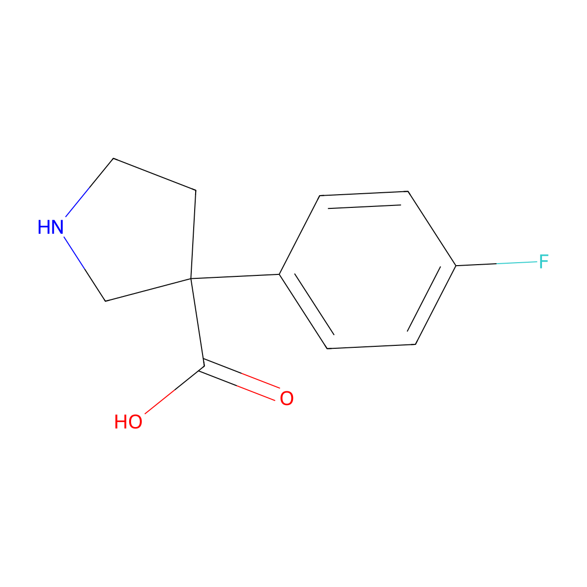 3-(4-Fluorophenyl)pyrrolidine-3-carboxylic acid molecular structure, CAS 1781117-45-0