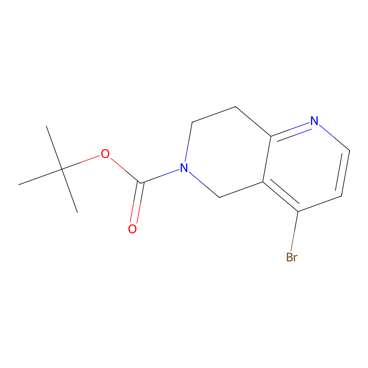 Tert-butyl 4-bromo-7,8-dihydro-1,6-naphthyridine-6(5H)-carboxylate molecular structure, CAS 1781119-23-0