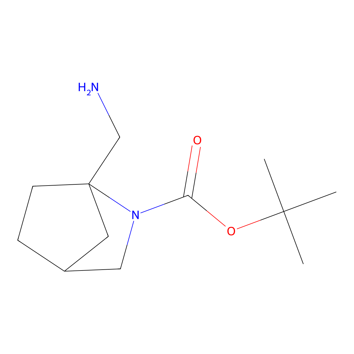 Tert-butyl 1-(aminomethyl)-2-azabicyclo[2.2.1]heptane-2-carboxylate molecular structure, CAS 1781126-82-6