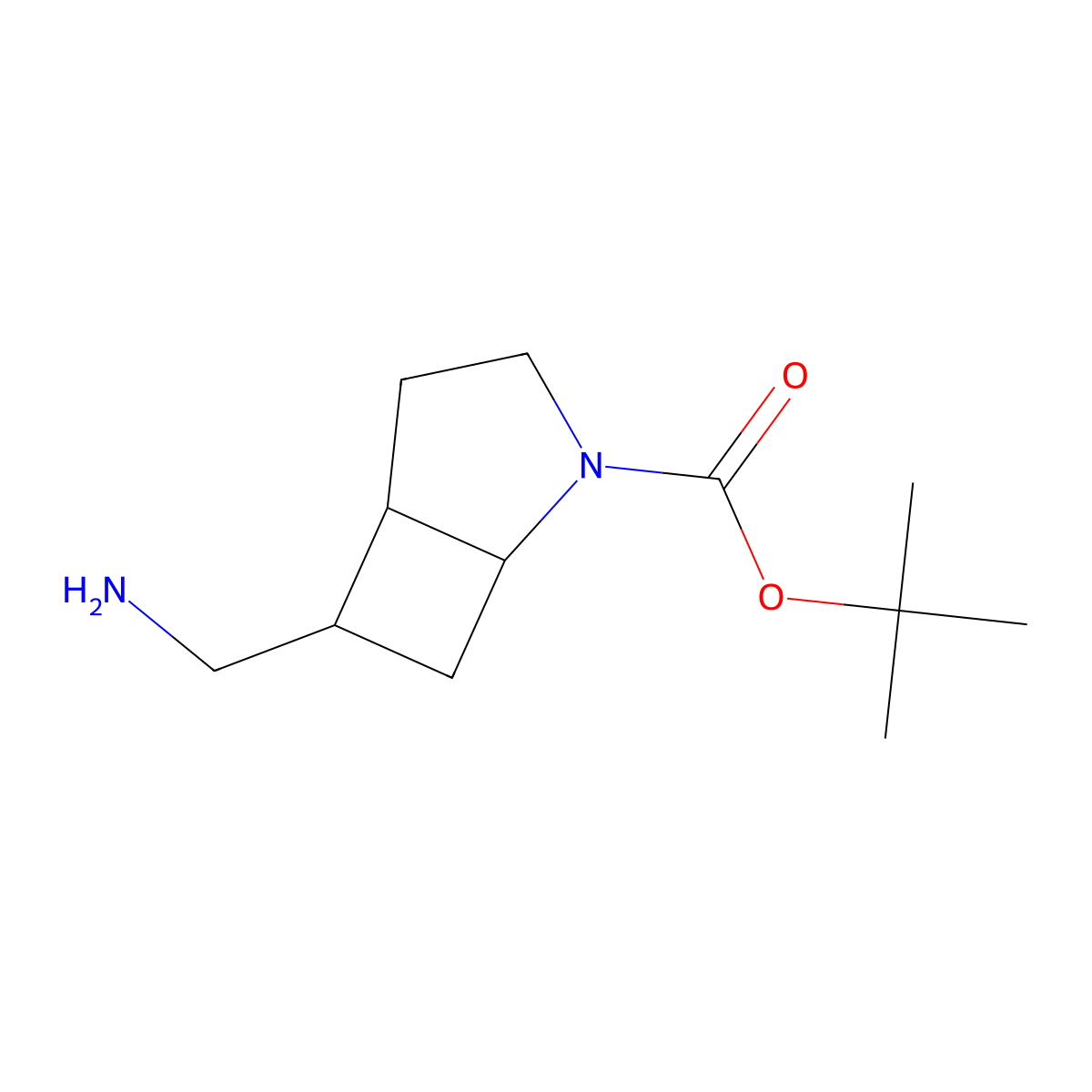 Tert-butyl 6-(aminomethyl)-2-azabicyclo[3.2.0]heptane-2-carboxylate molecular structure, CAS 1781126-84-8